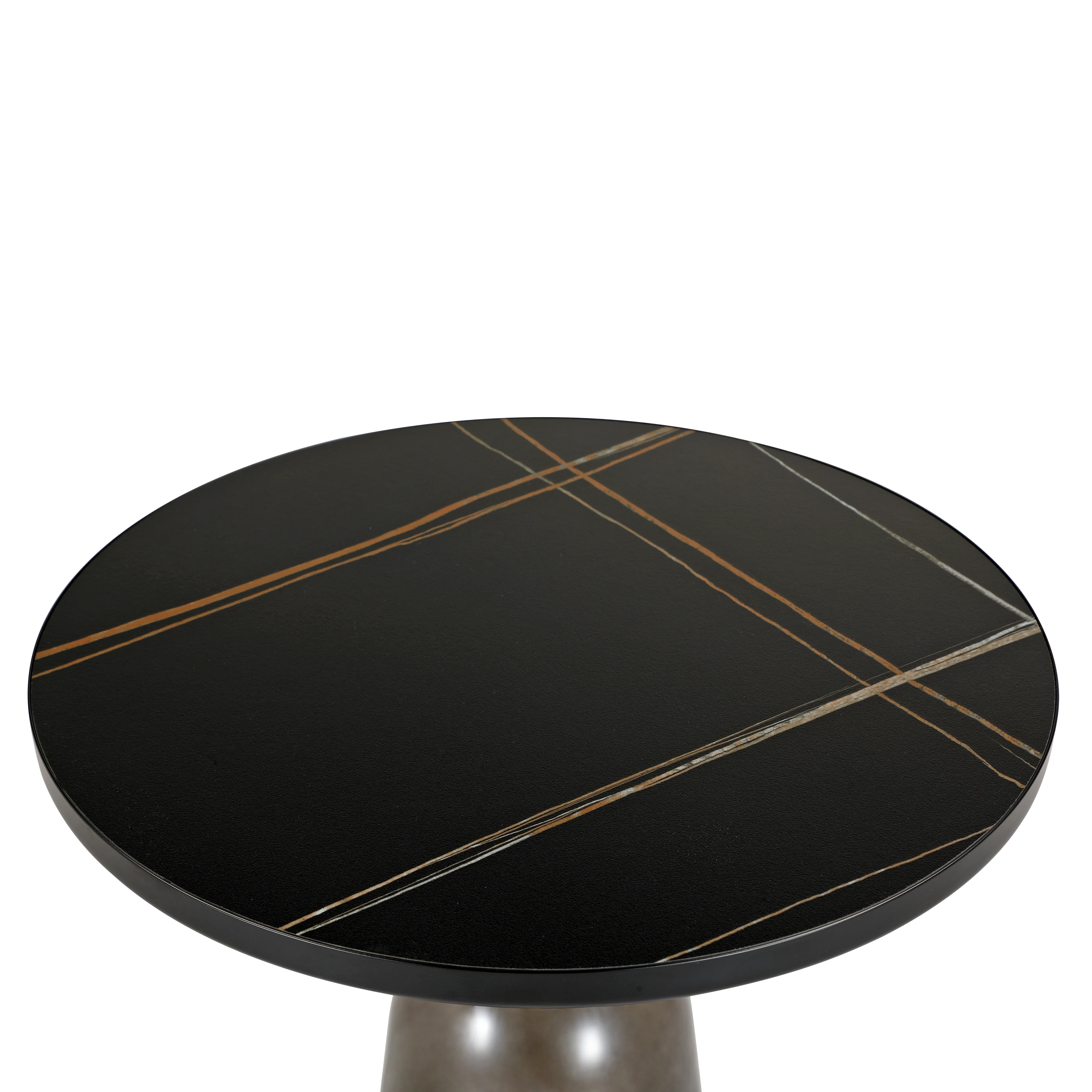 Tully Collection Glass side Table Grey glass, Black Rim with Black Sintered Stone Top