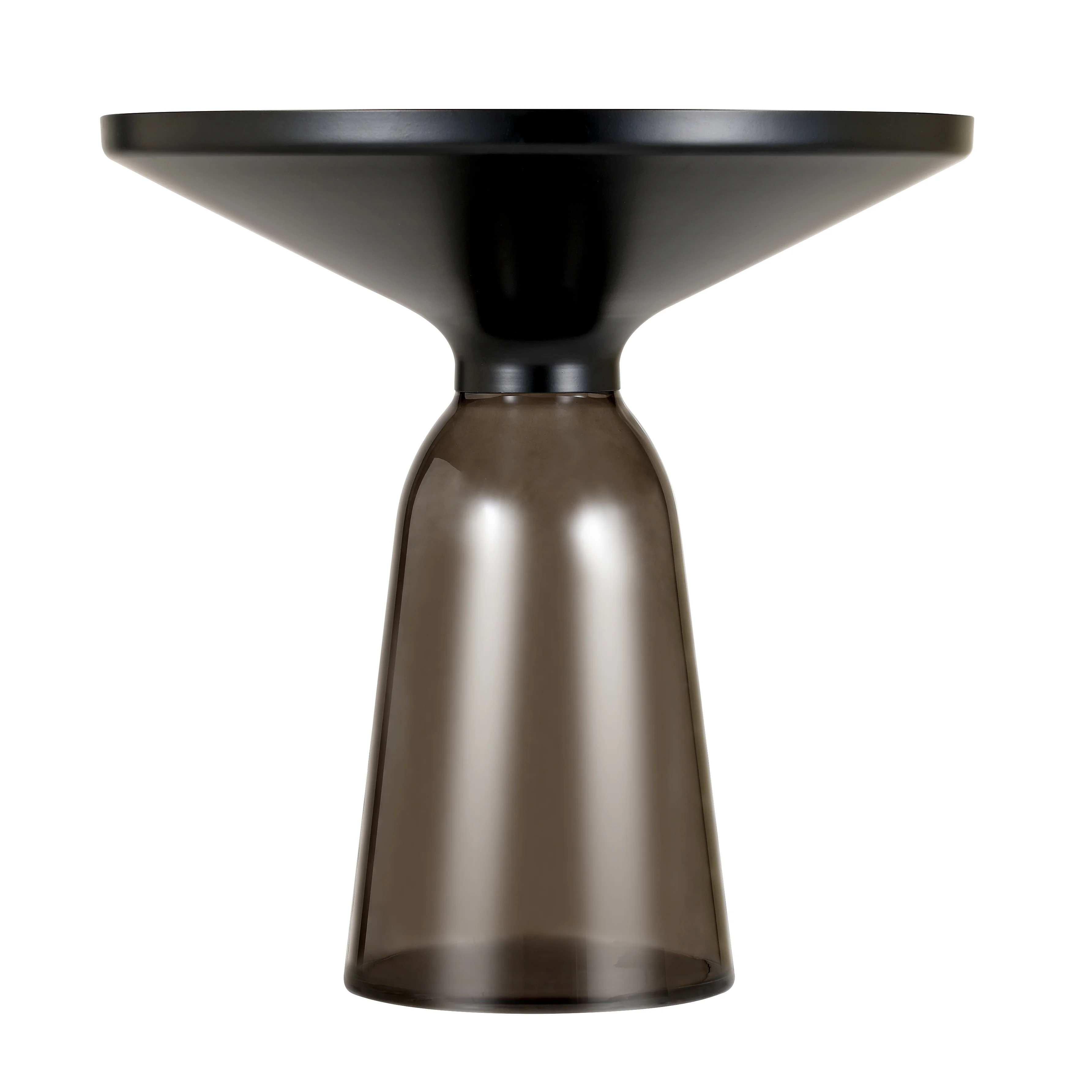 Tully Collection Glass side Table Grey glass, Black Rim with Black Sintered Stone Top