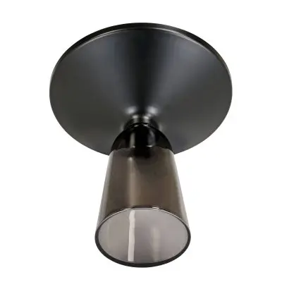 Tully Collection Glass side Table Grey glass, Black Rim with Black Sintered Stone Top