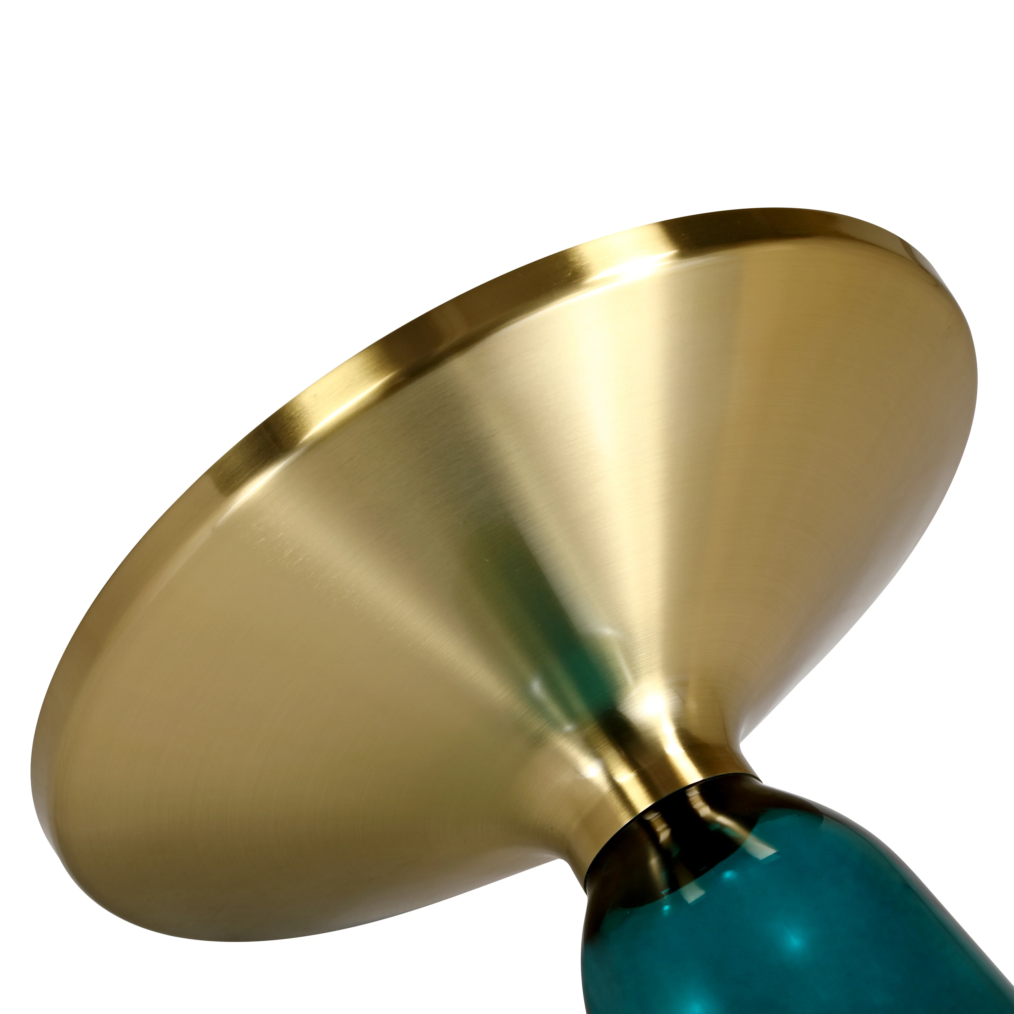 Tully Collection Glass side Table Blue glass, Gold Rim with white sintered stone top