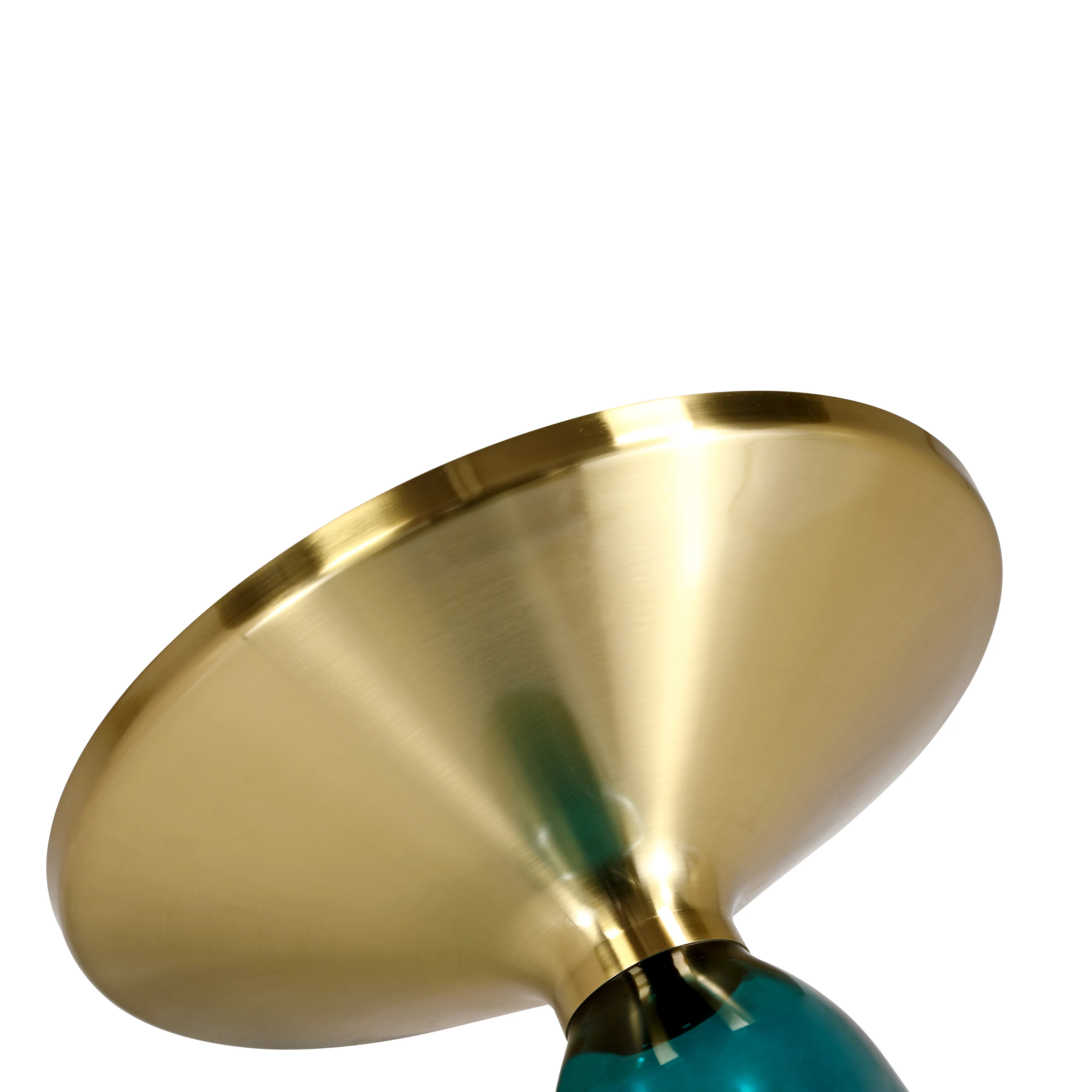 Tully Collection Glass side Table Green glass, Gold Rim with Black Glass top