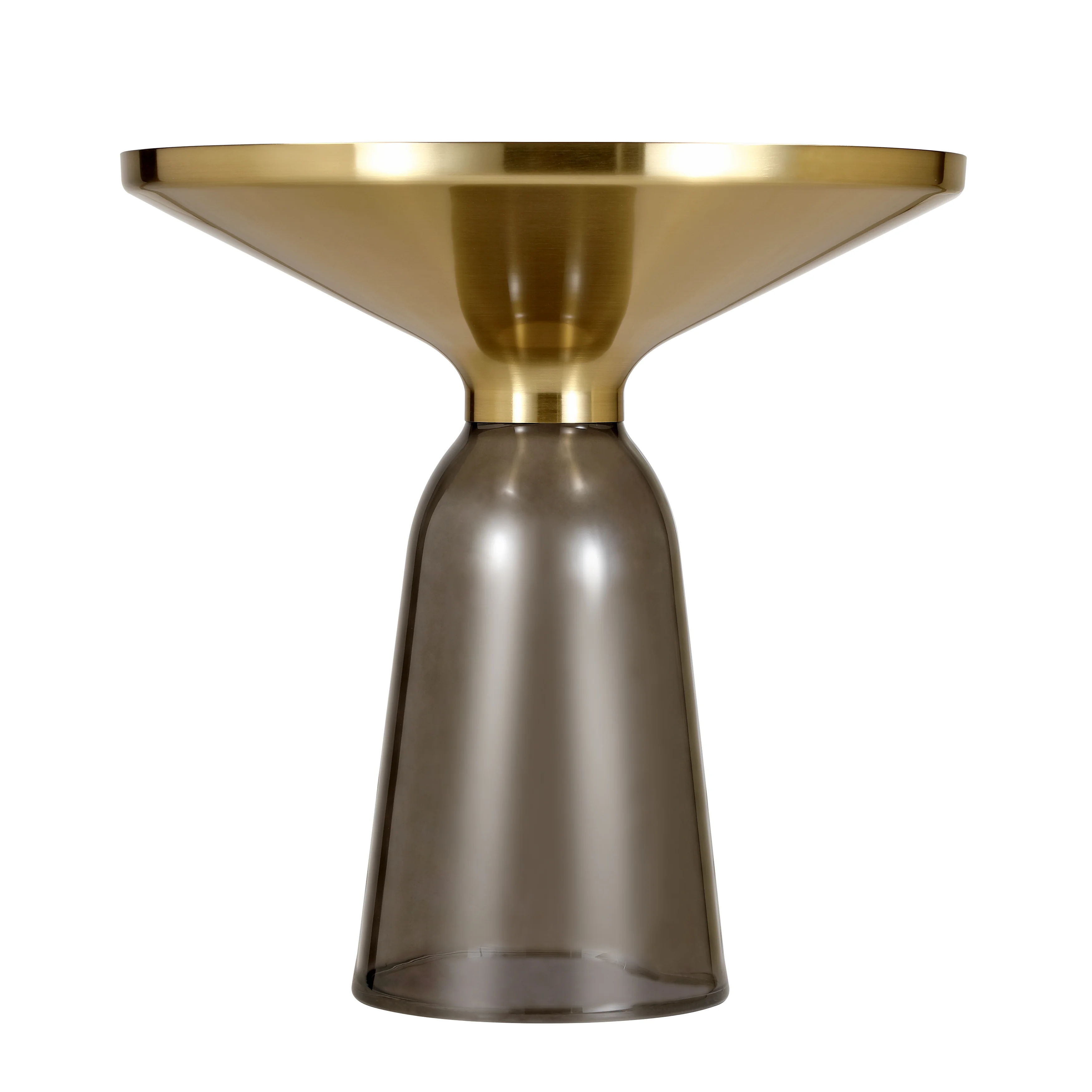 Tully Collection Glass side Table Grey glass, Gold Rim with Black Glass top