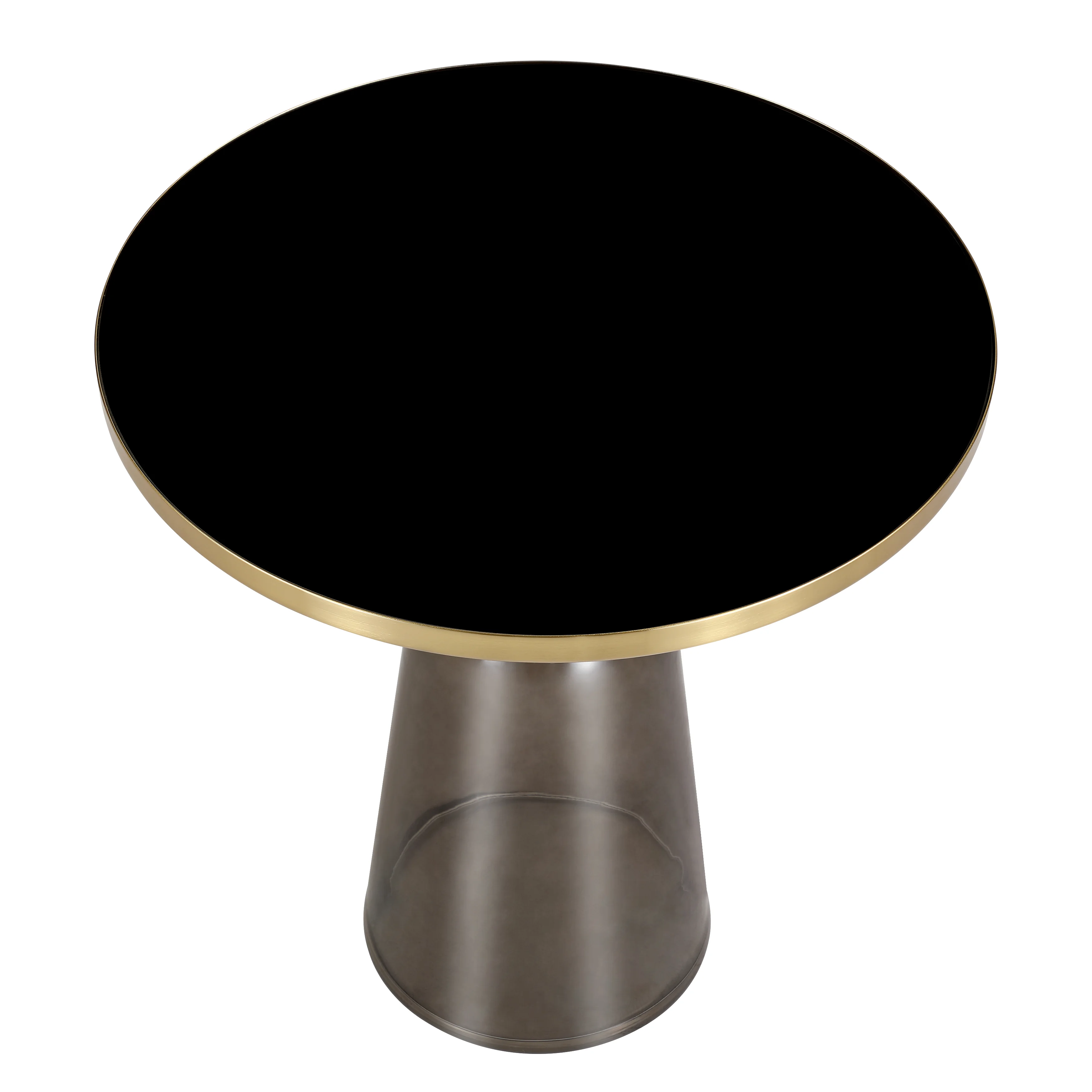 Tully Collection Glass side Table Grey glass, Gold Rim with Black Glass top