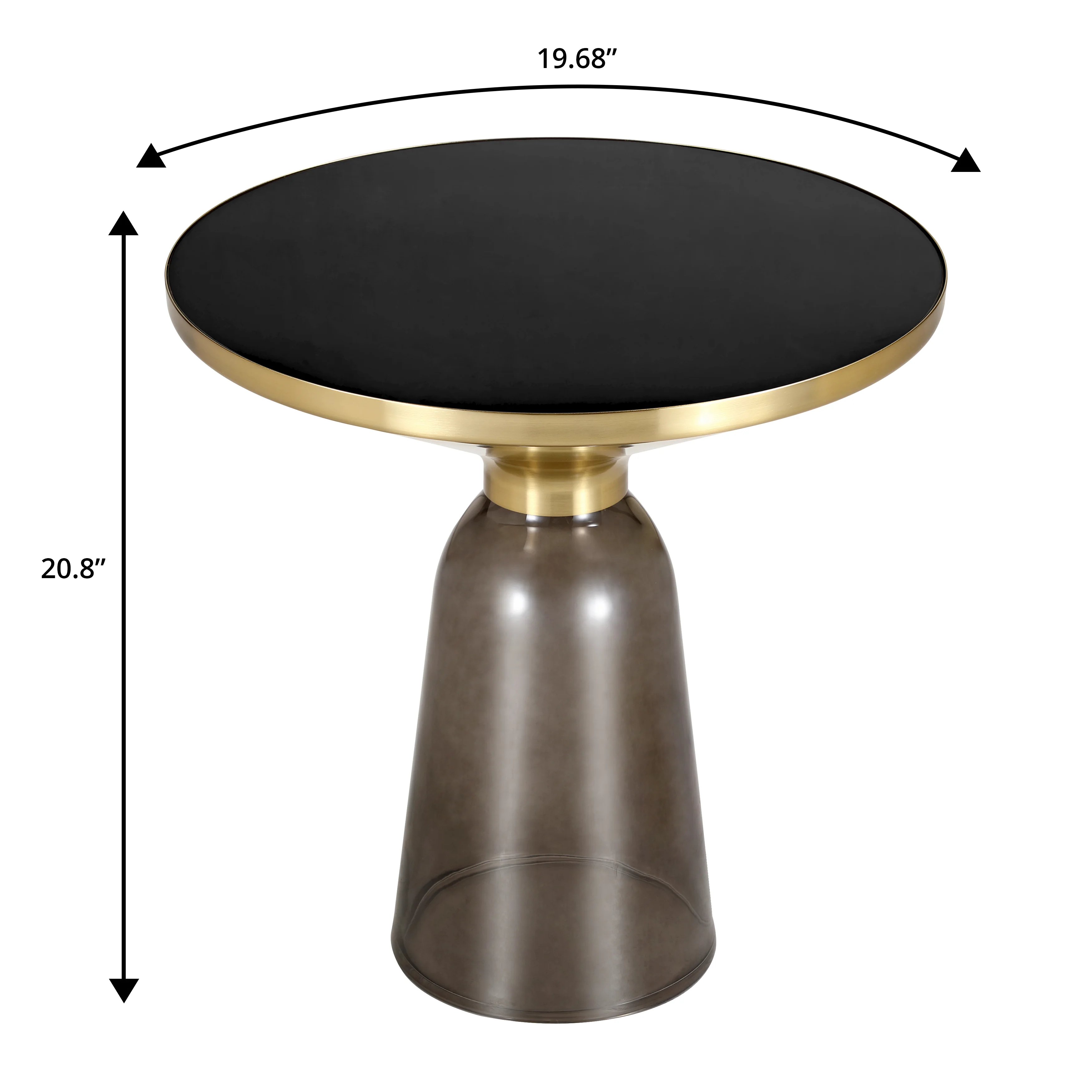 Tully Collection Glass side Table Grey glass, Gold Rim with Black Glass top