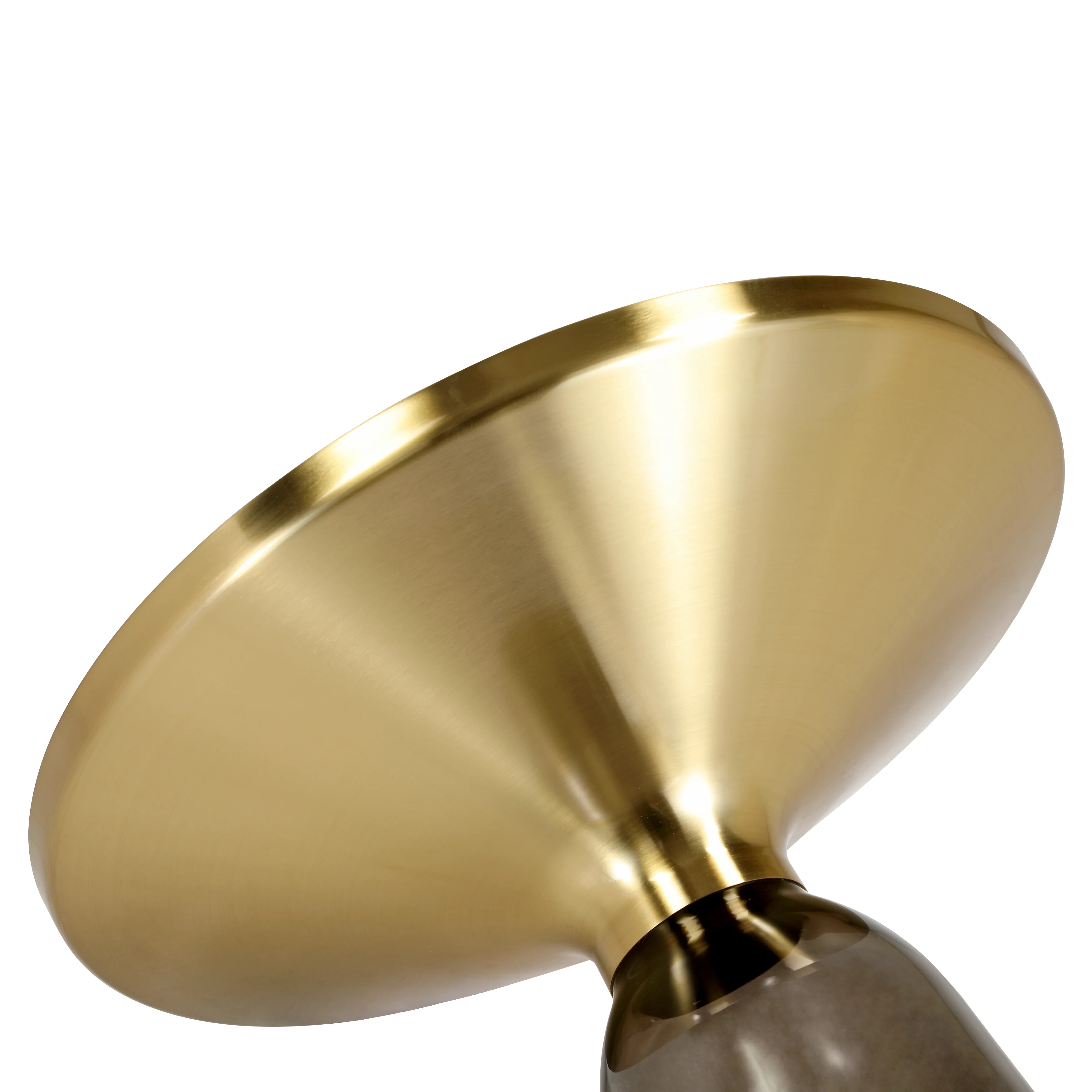 Tully Collection Glass side Table Grey glass, Gold Rim with Black Glass top