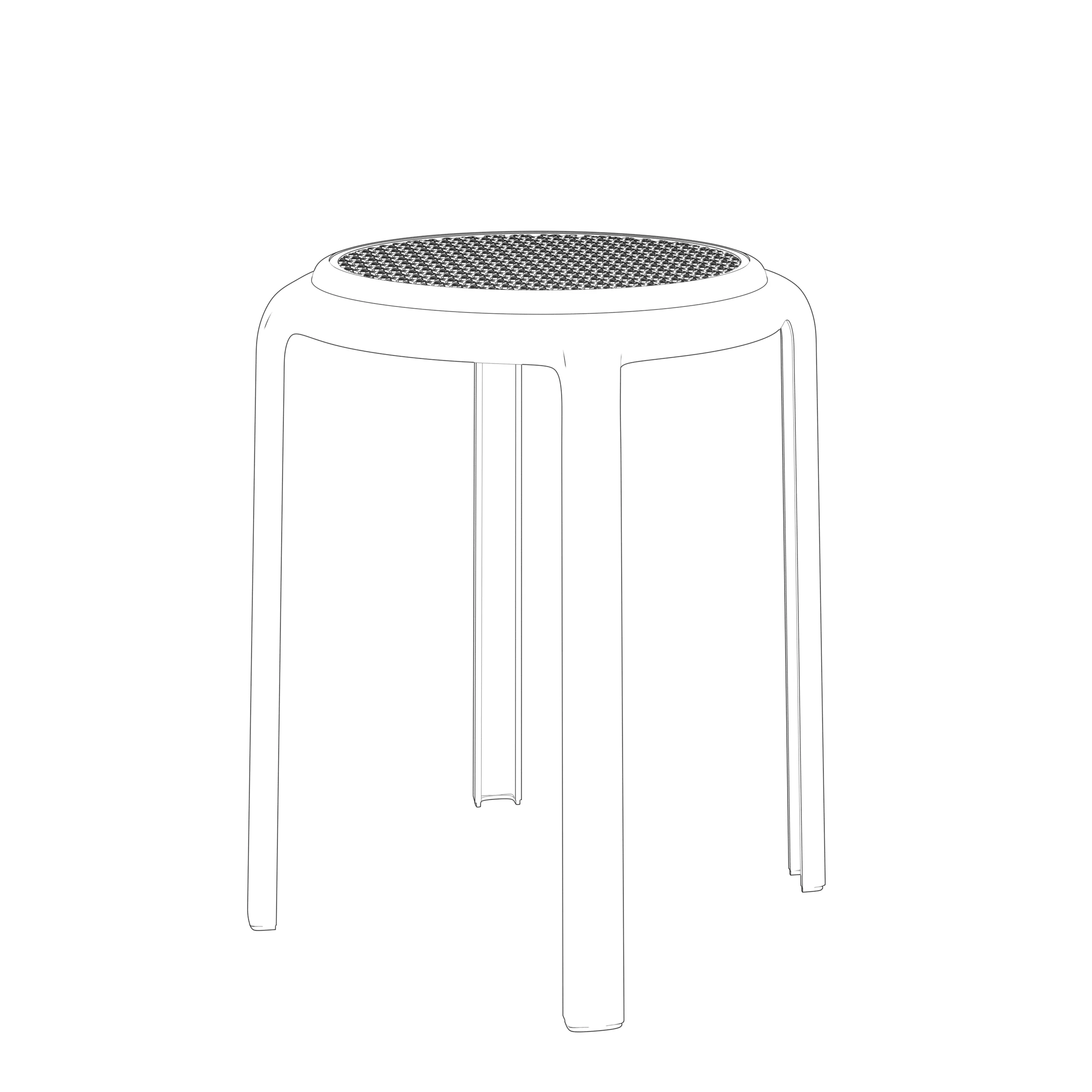 Tresse Series Stackable Round Poly Stool With Wicker Top 13 in Black