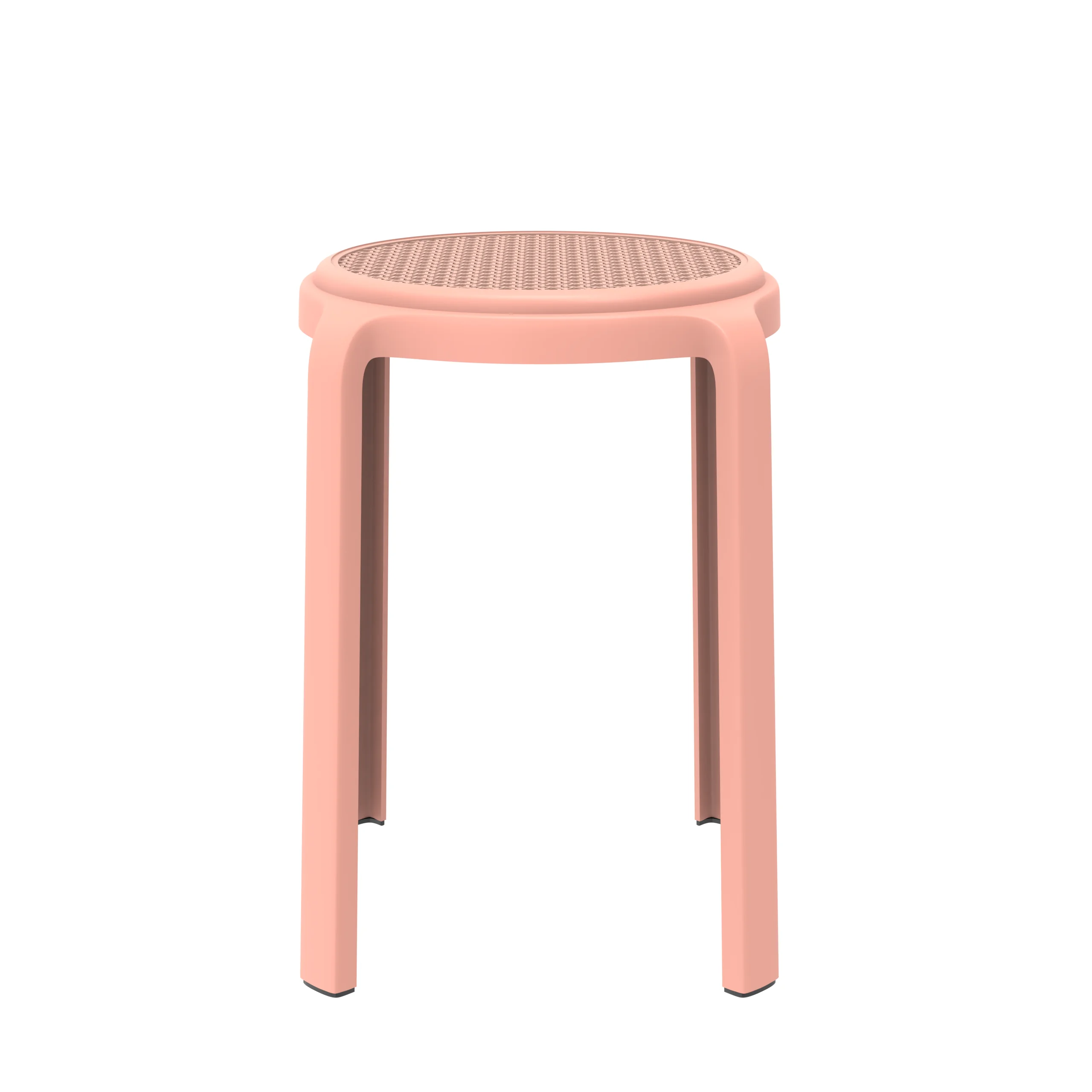 Tresse Series Stackable Round Poly Stool With Wicker Top 13 in Pink