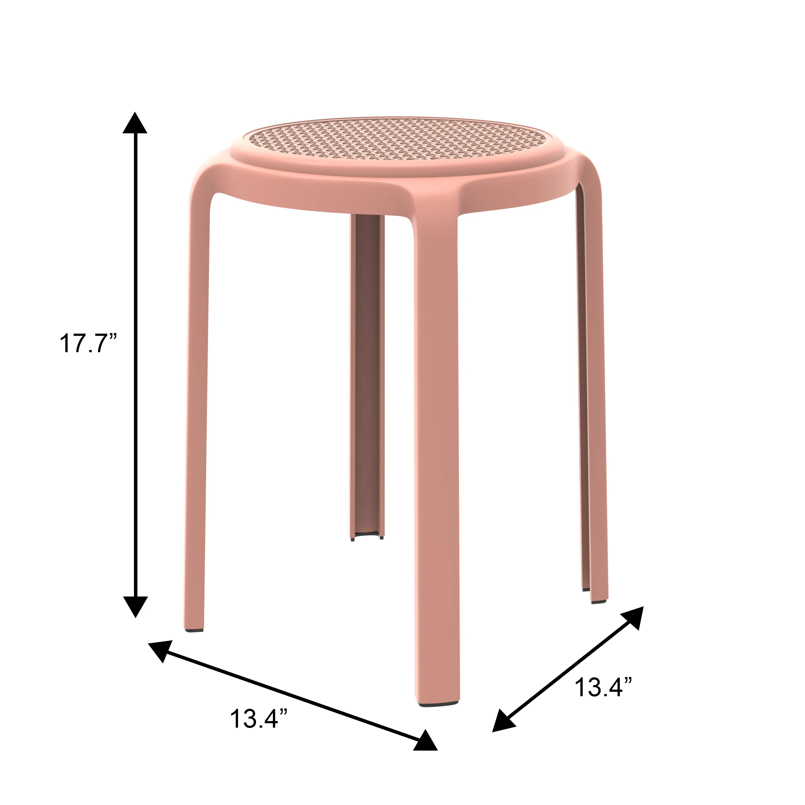 Tresse Series Stackable Round Poly Stool With Wicker Top 13 in Pink