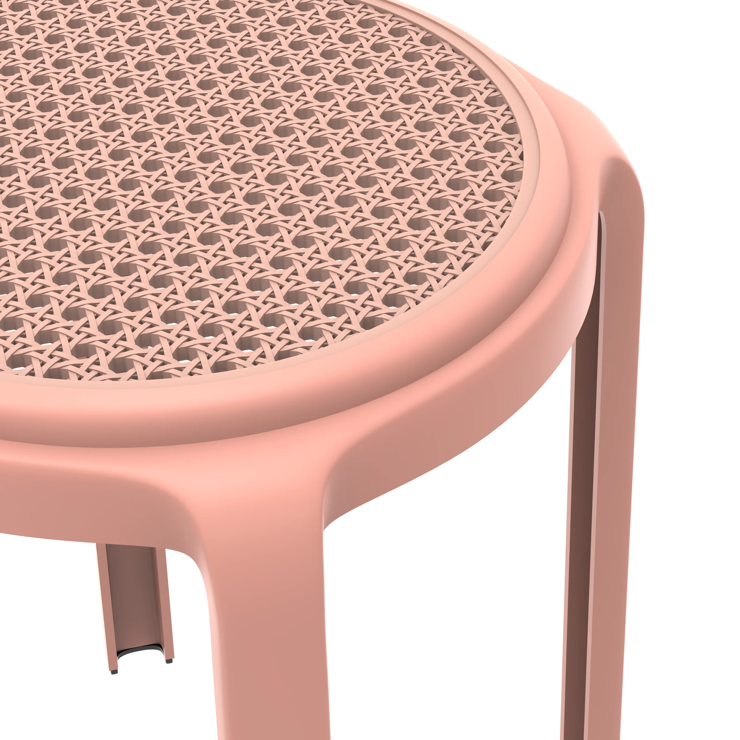 Tresse Series Stackable Round Poly Stool With Wicker Top 13 in Pink