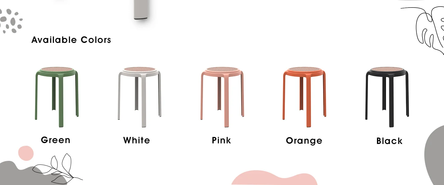 Tresse Series Stackable Round Poly Stool With Wicker Top 13 in White