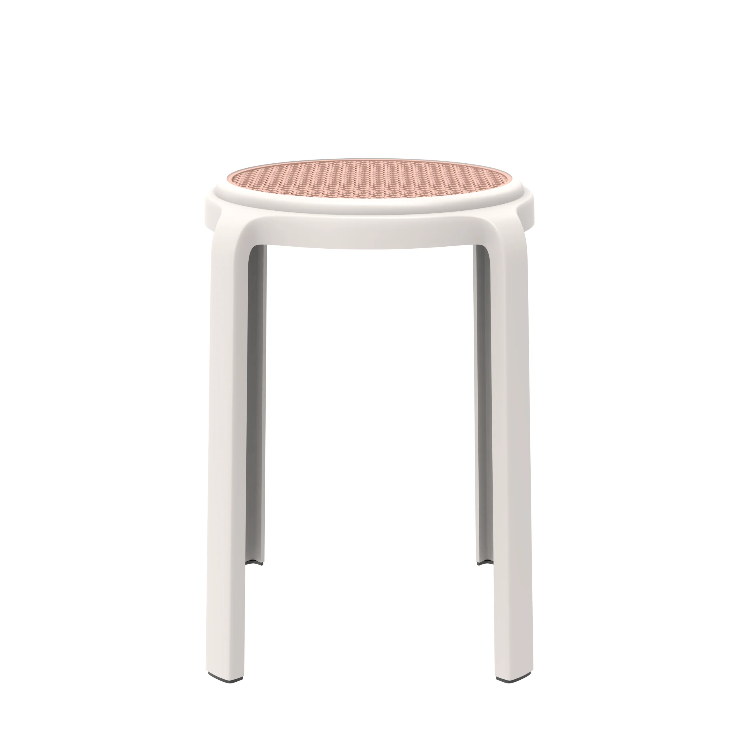 Tresse Series Stackable Round Poly Stool With Wicker Top 13 in White