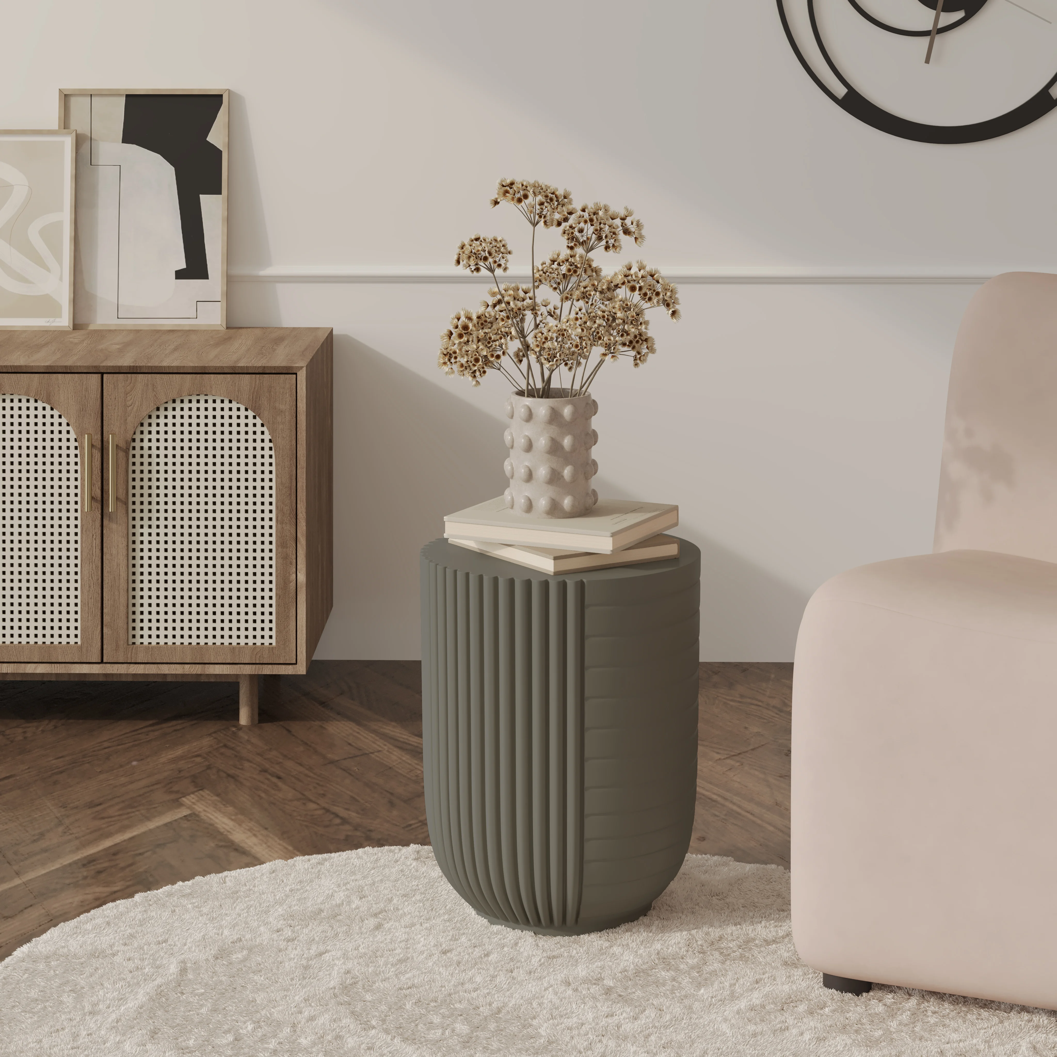 Modern Side End Table Trove Series In Green Grey