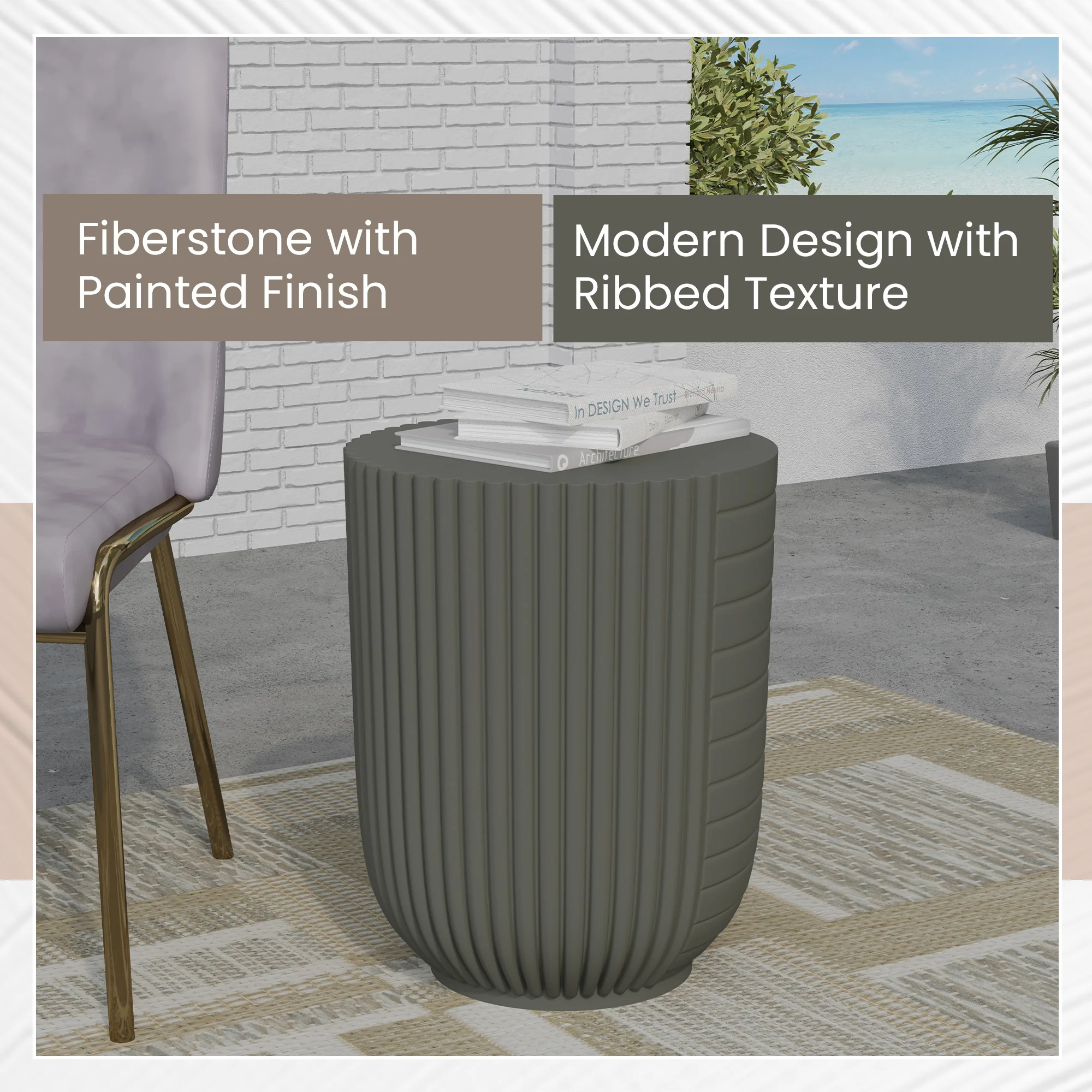 Modern Side End Table Trove Series In Green Grey