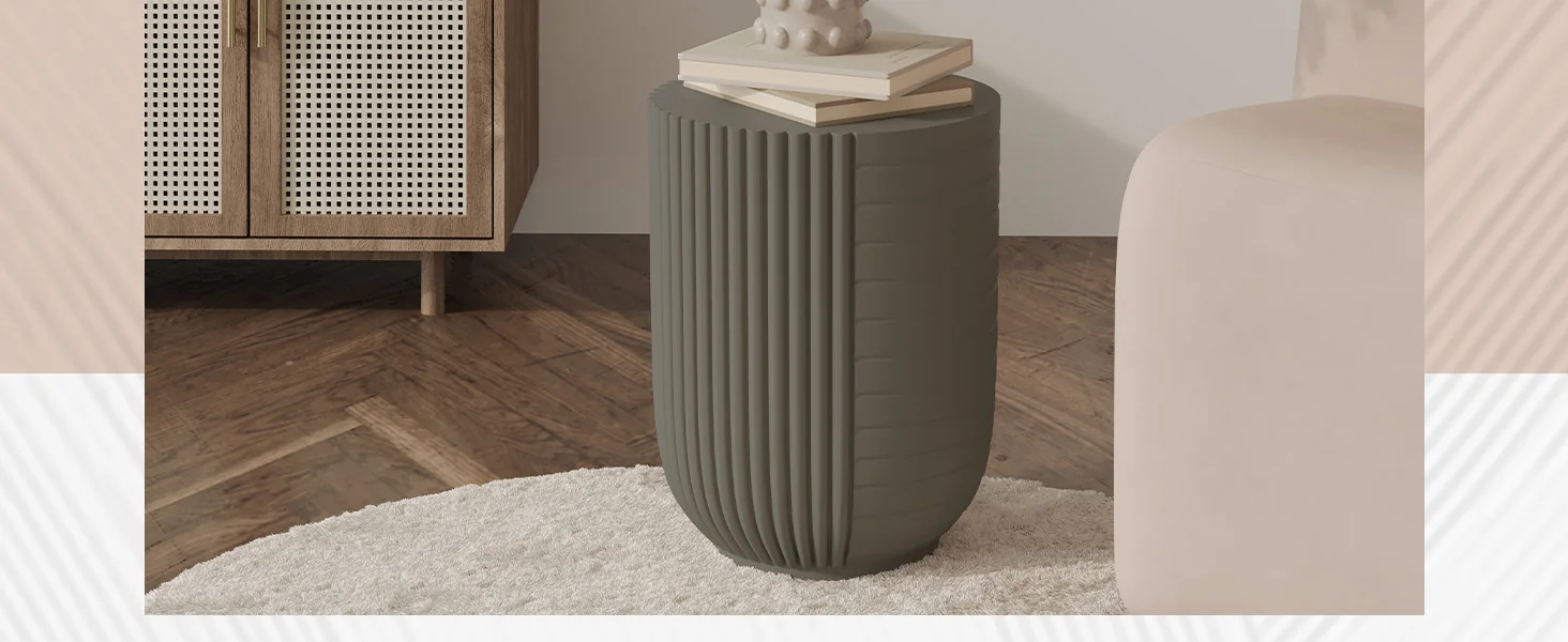 Modern Side End Table Trove Series In Green Grey