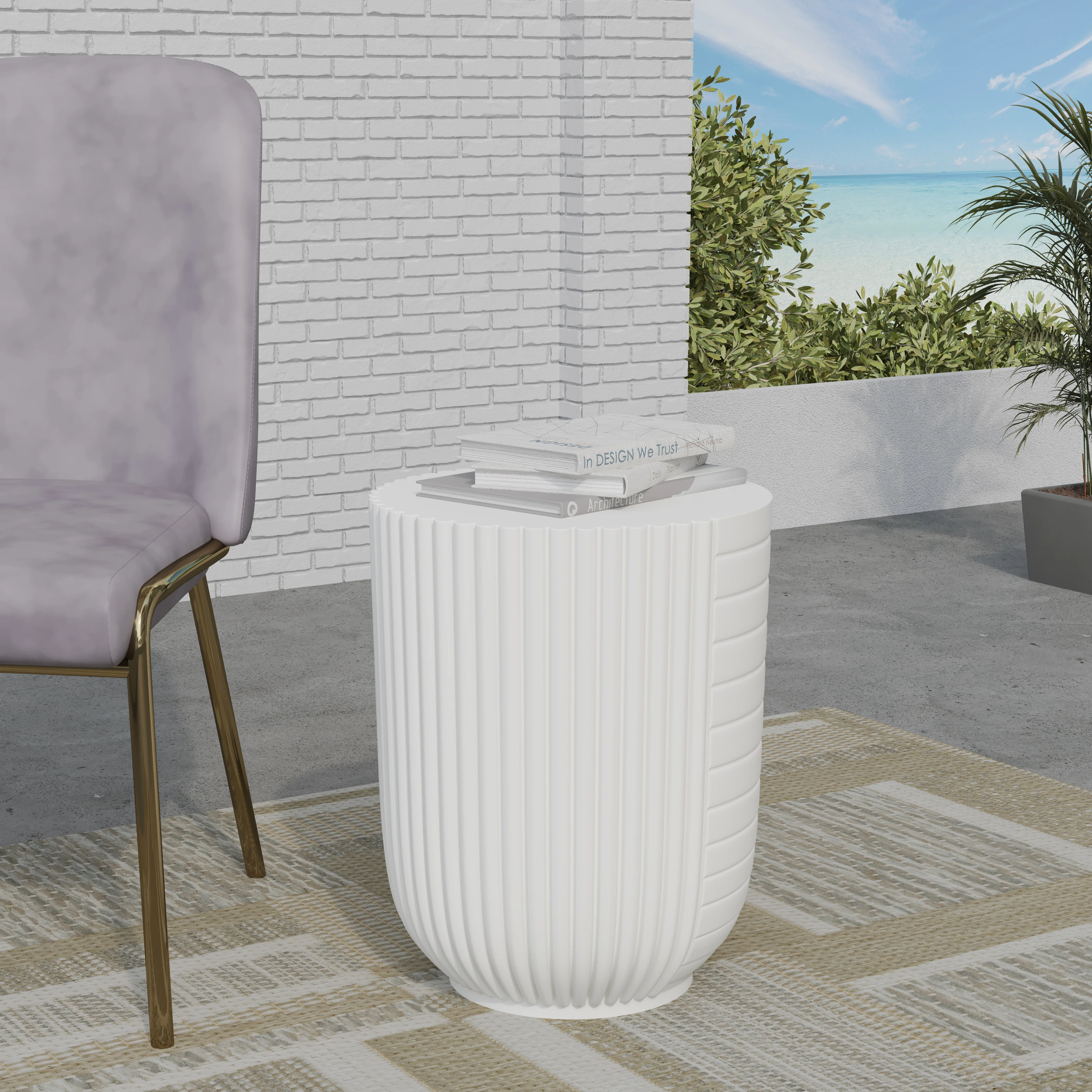 Modern Side End Table Trove Series In White
