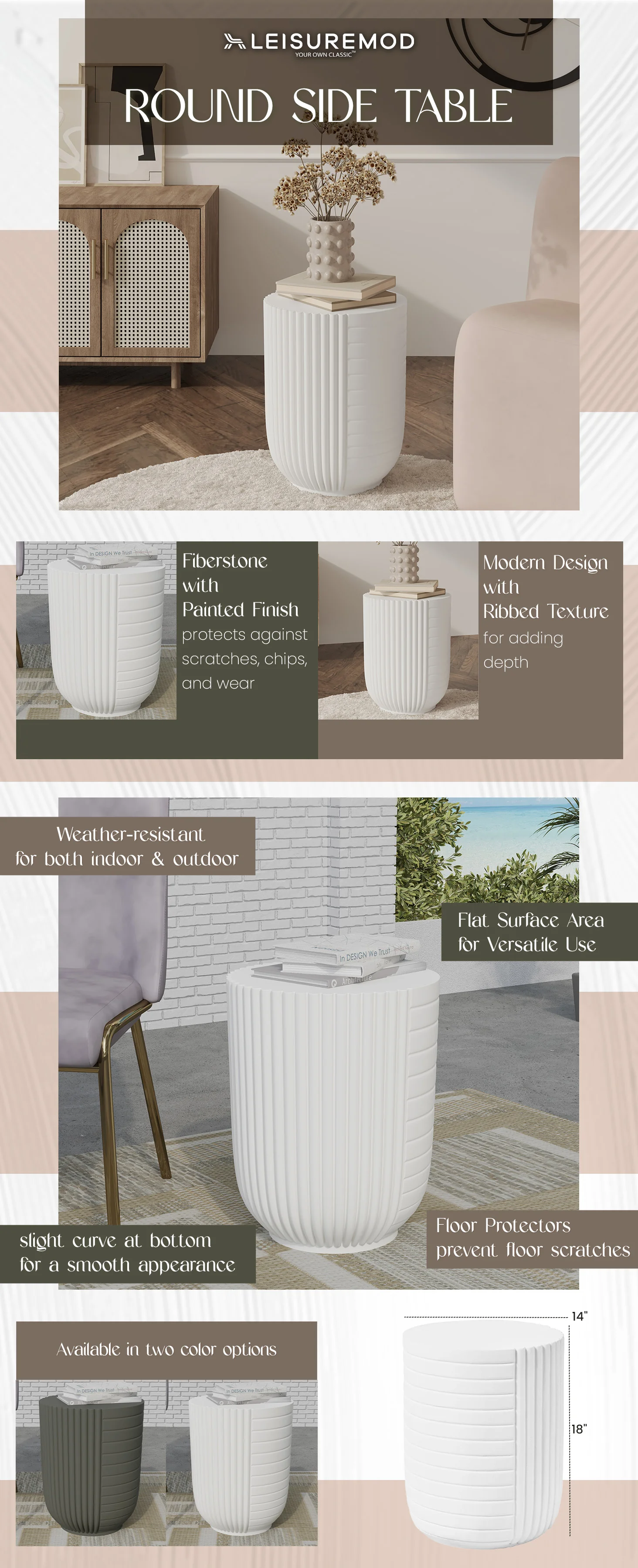 Modern Side End Table Trove Series In White