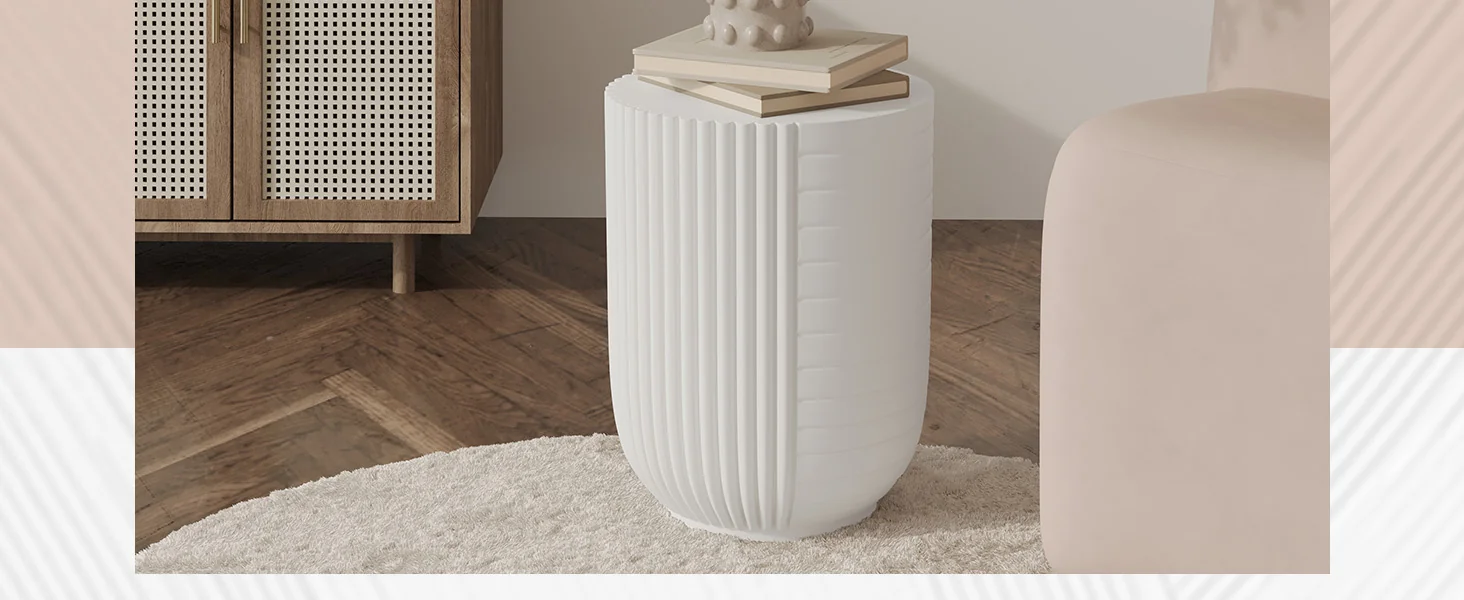 Modern Side End Table Trove Series In White