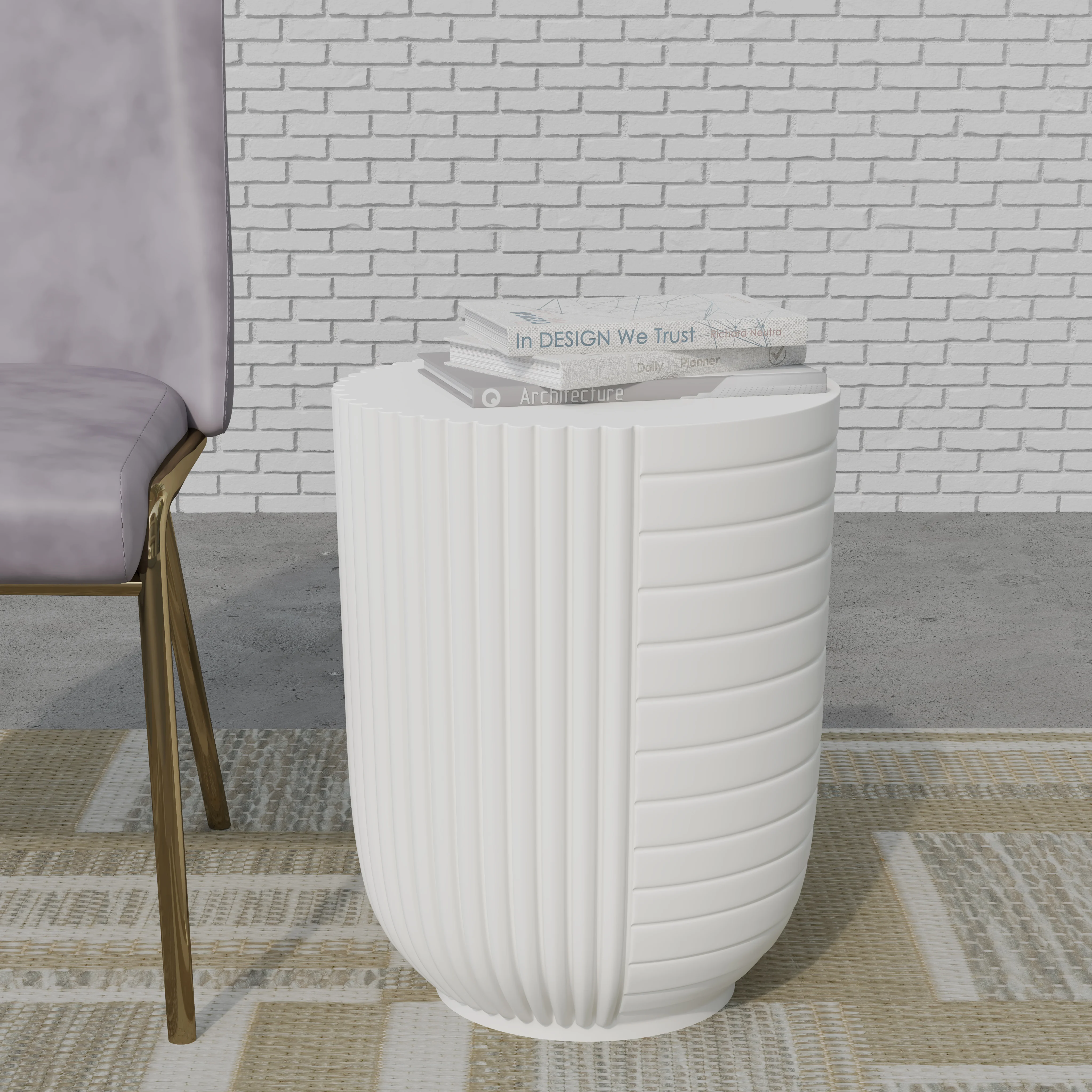 Modern Side End Table Trove Series In White