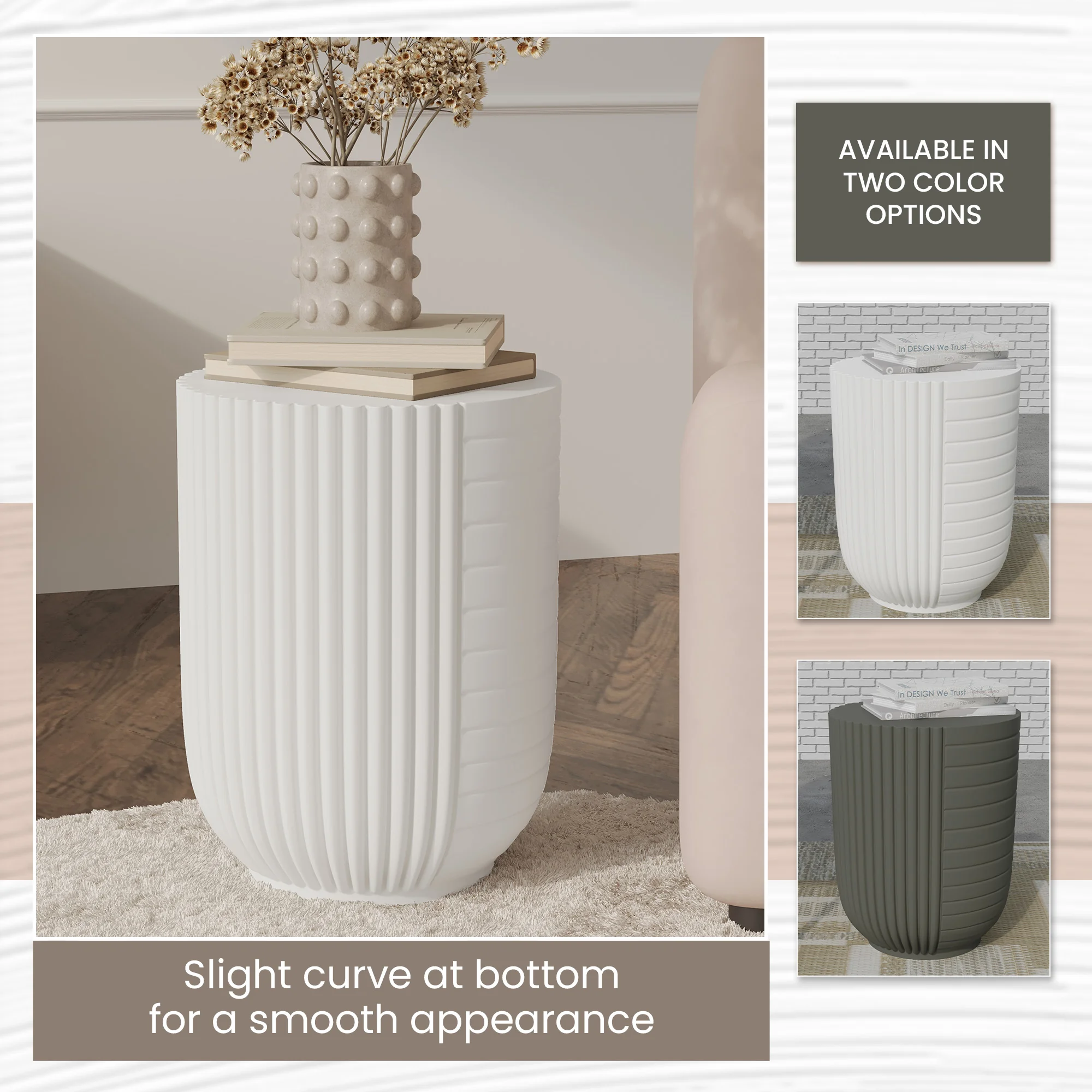 Modern Side End Table Trove Series In White