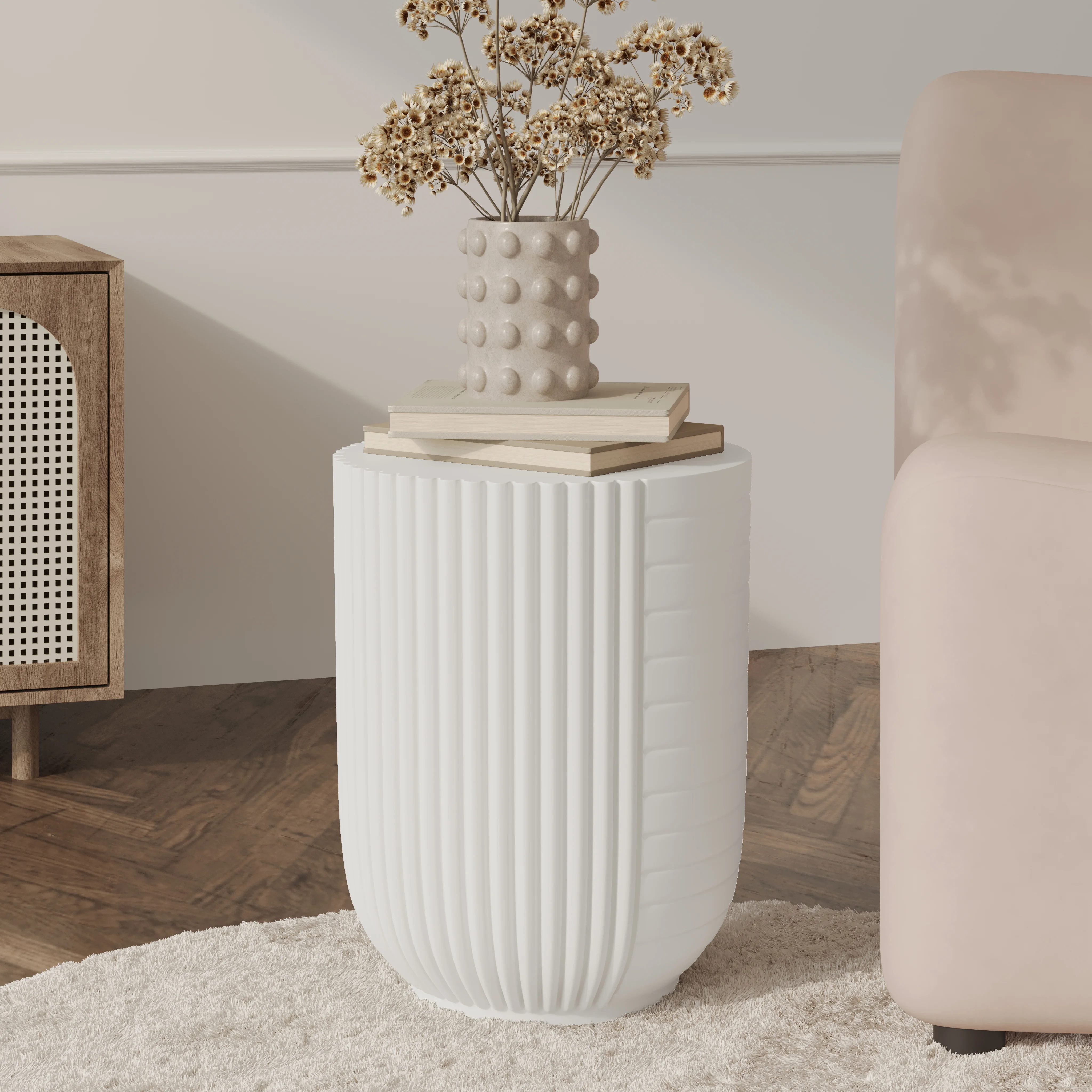 Modern Side End Table Trove Series In White