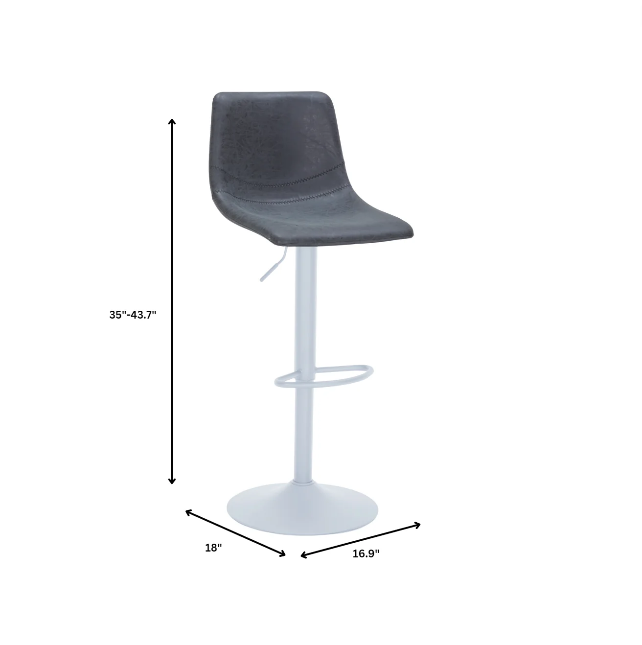 Tilbury - Bar stool - White Base with Charcoal Black Seat Set of 2