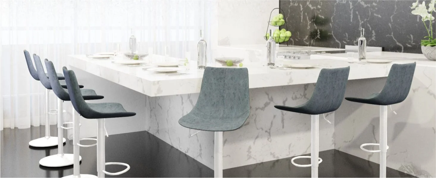 Tilbury - Bar stool -White Base- Peacock Blue