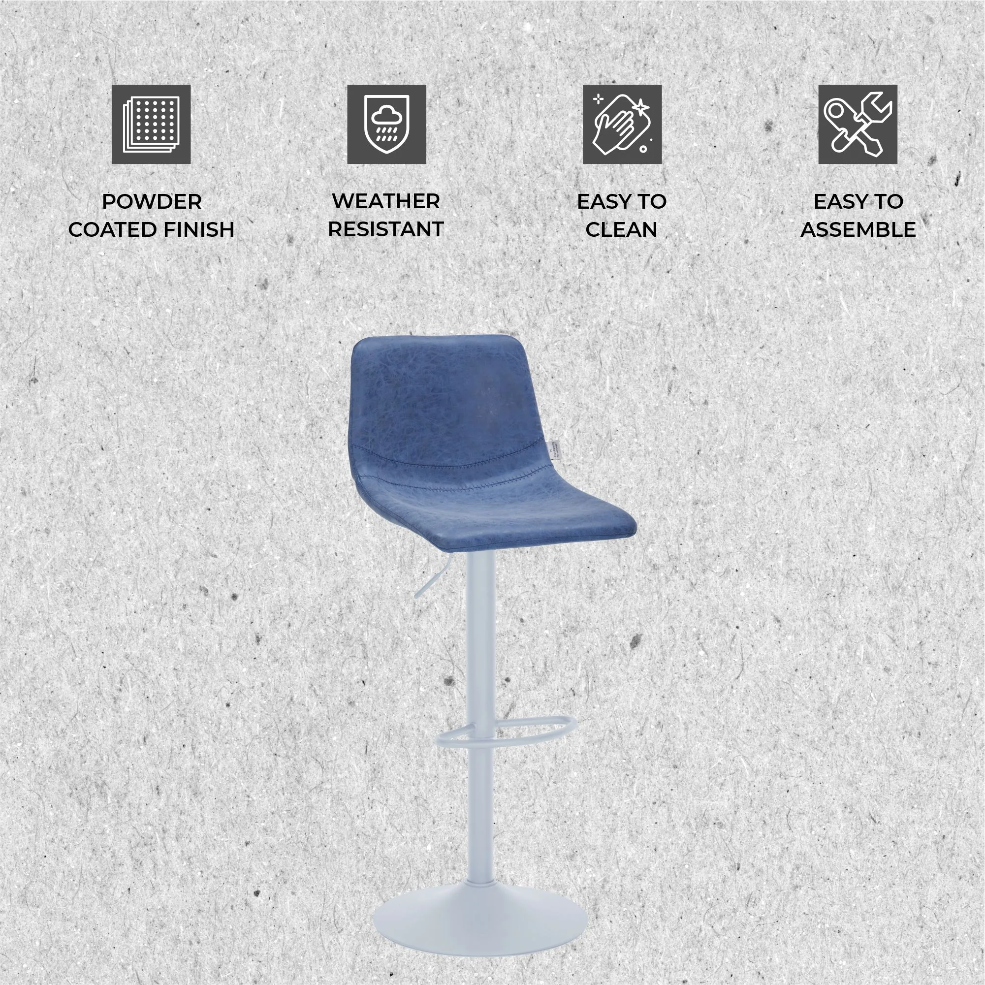 Tilbury - Bar stool -White Base- Peacock Blue