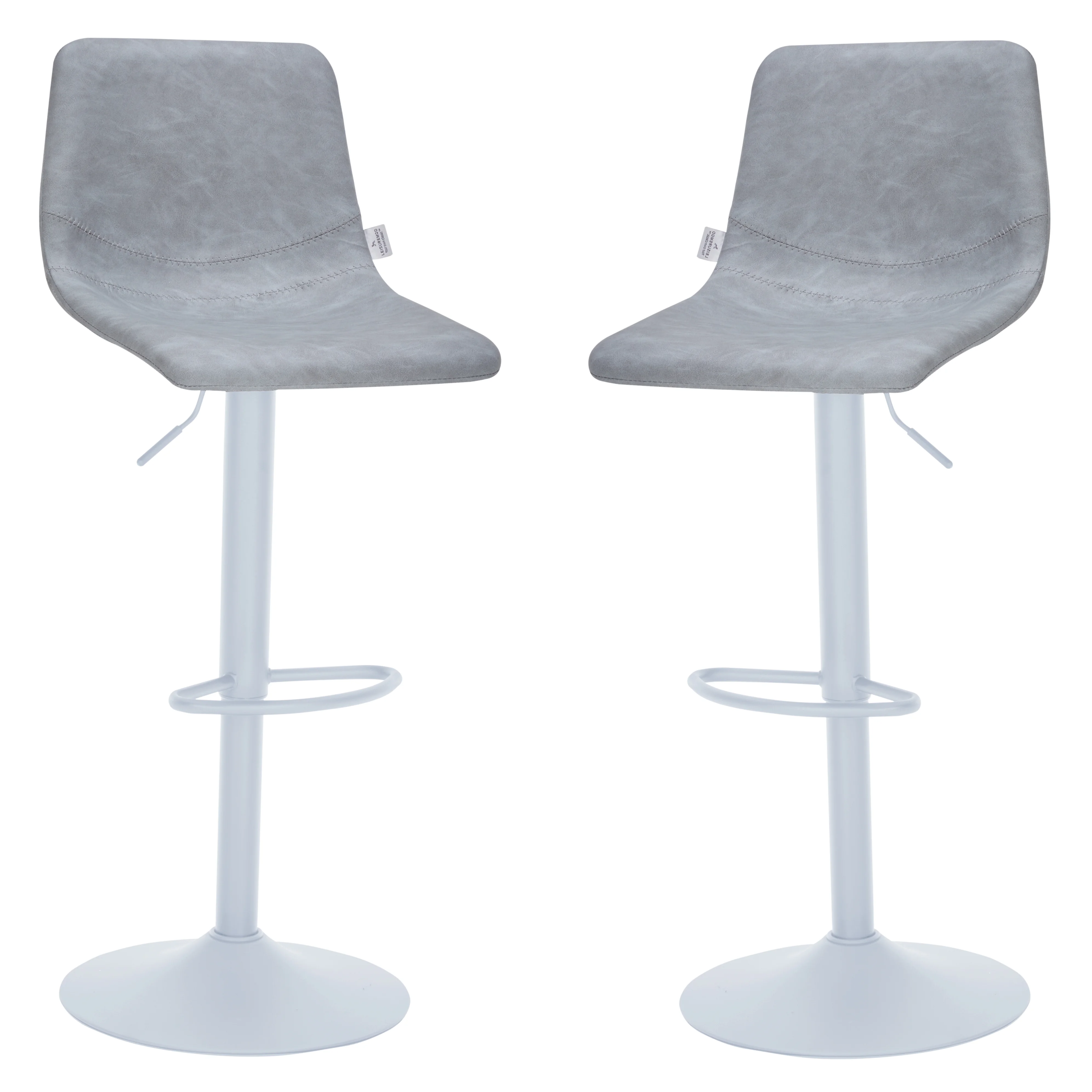 Tilbury - Bar stool -White base- Light Grey Set of 2