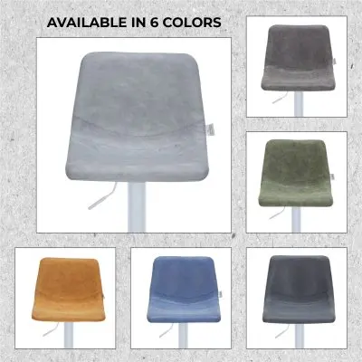 Tilbury - Bar stool -White base- Light Grey Set of 2