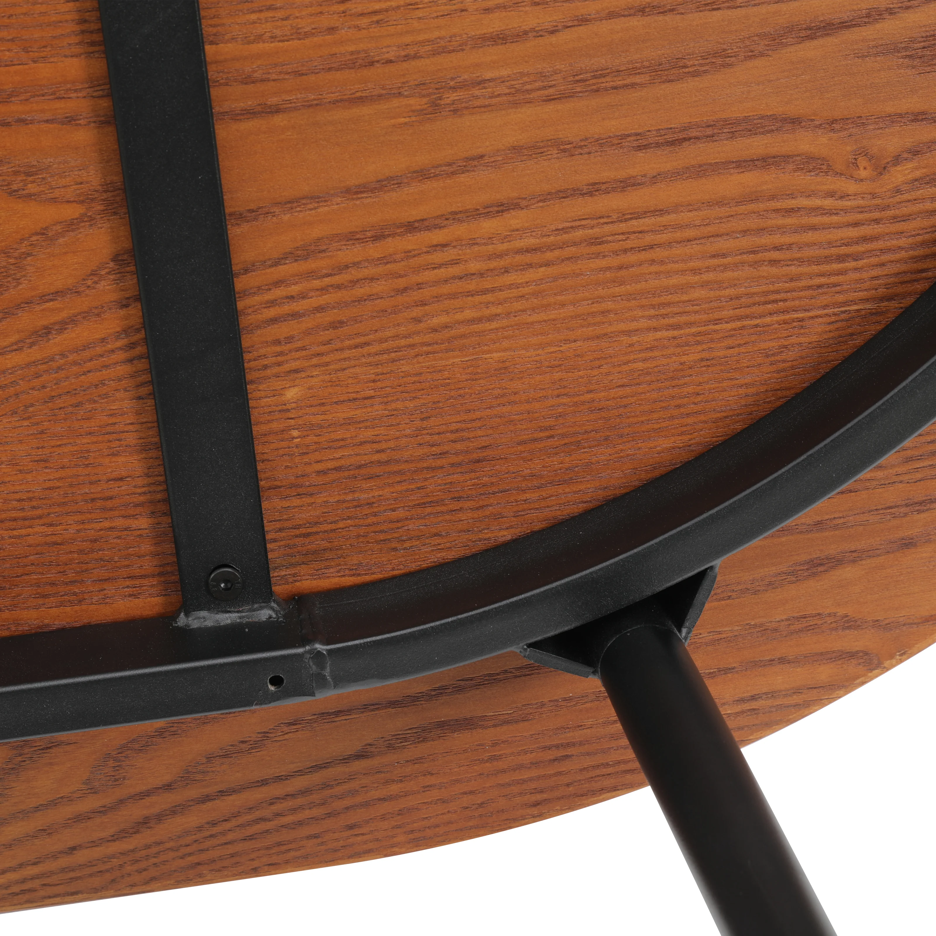 Tule 7-Piece Dining Set in White Steel Frame with 6 Upholstered Seat Dining Chairs and 71" Oval Dining Table with MDF Tabletop in Walnut/Beige