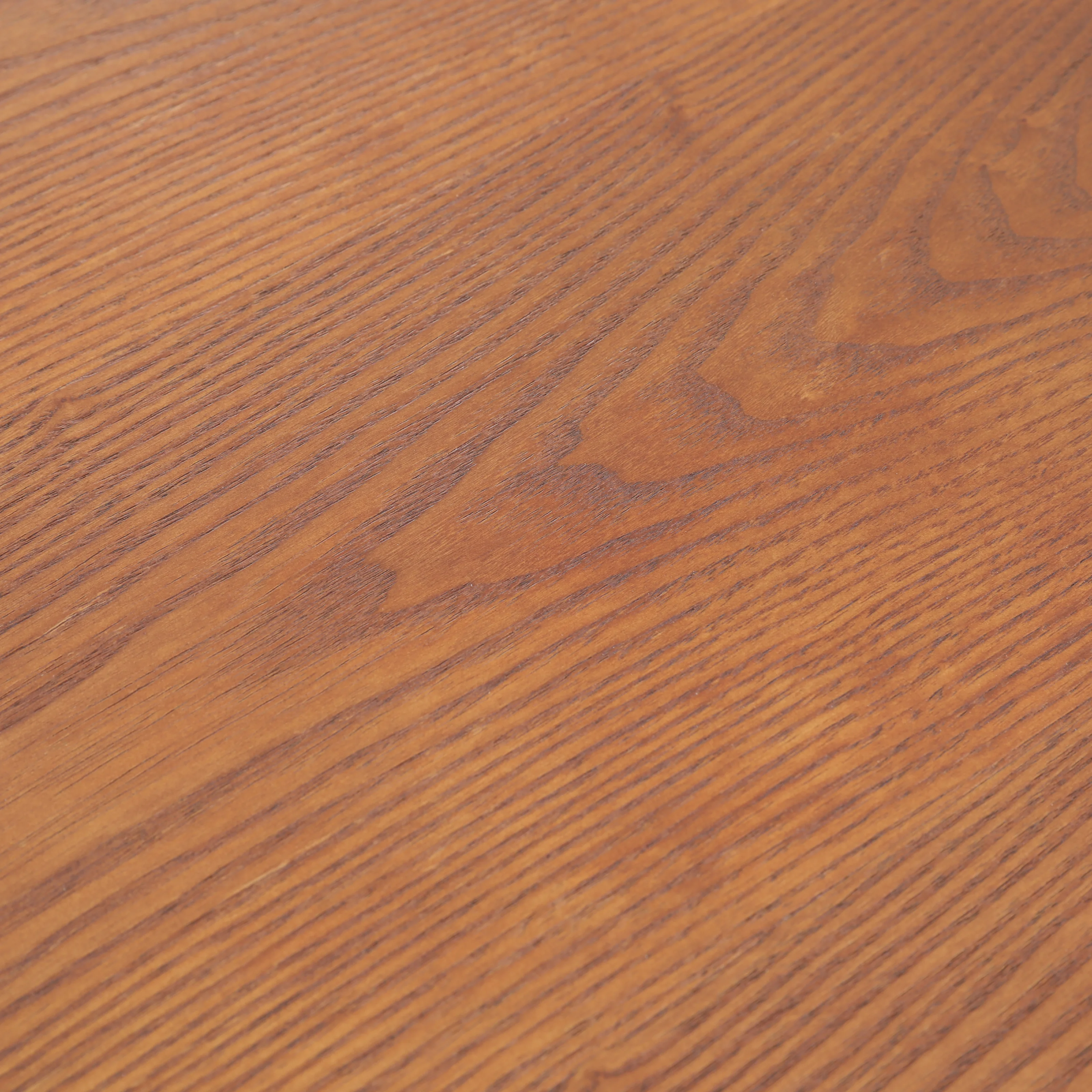 Tule 7-Piece Dining Set in White Steel Frame with 6 Upholstered Seat Dining Chairs and 71" Oval Dining Table with MDF Tabletop in Walnut/Beige