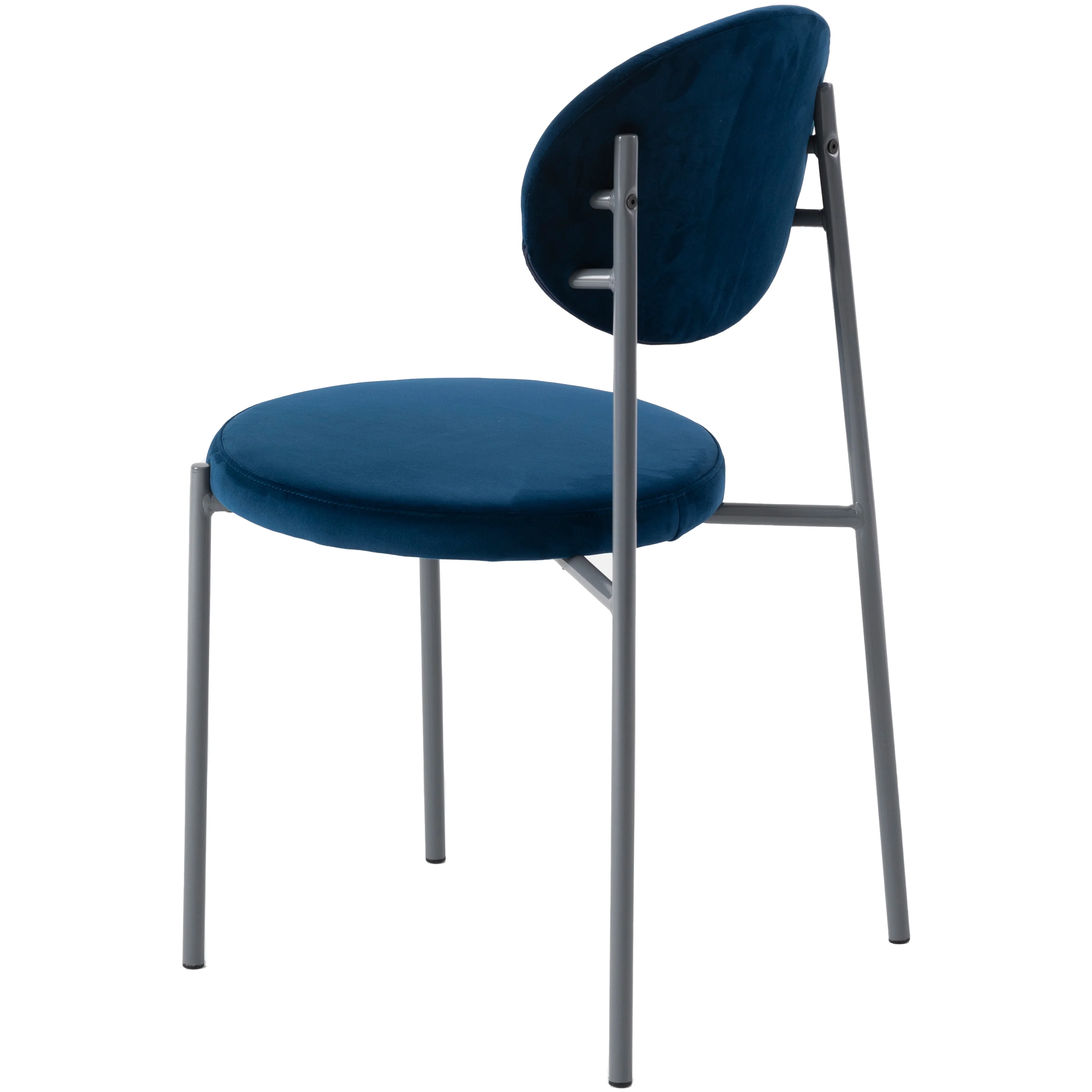 Euston Dining Set, 6 Blue Chairs and Black Table