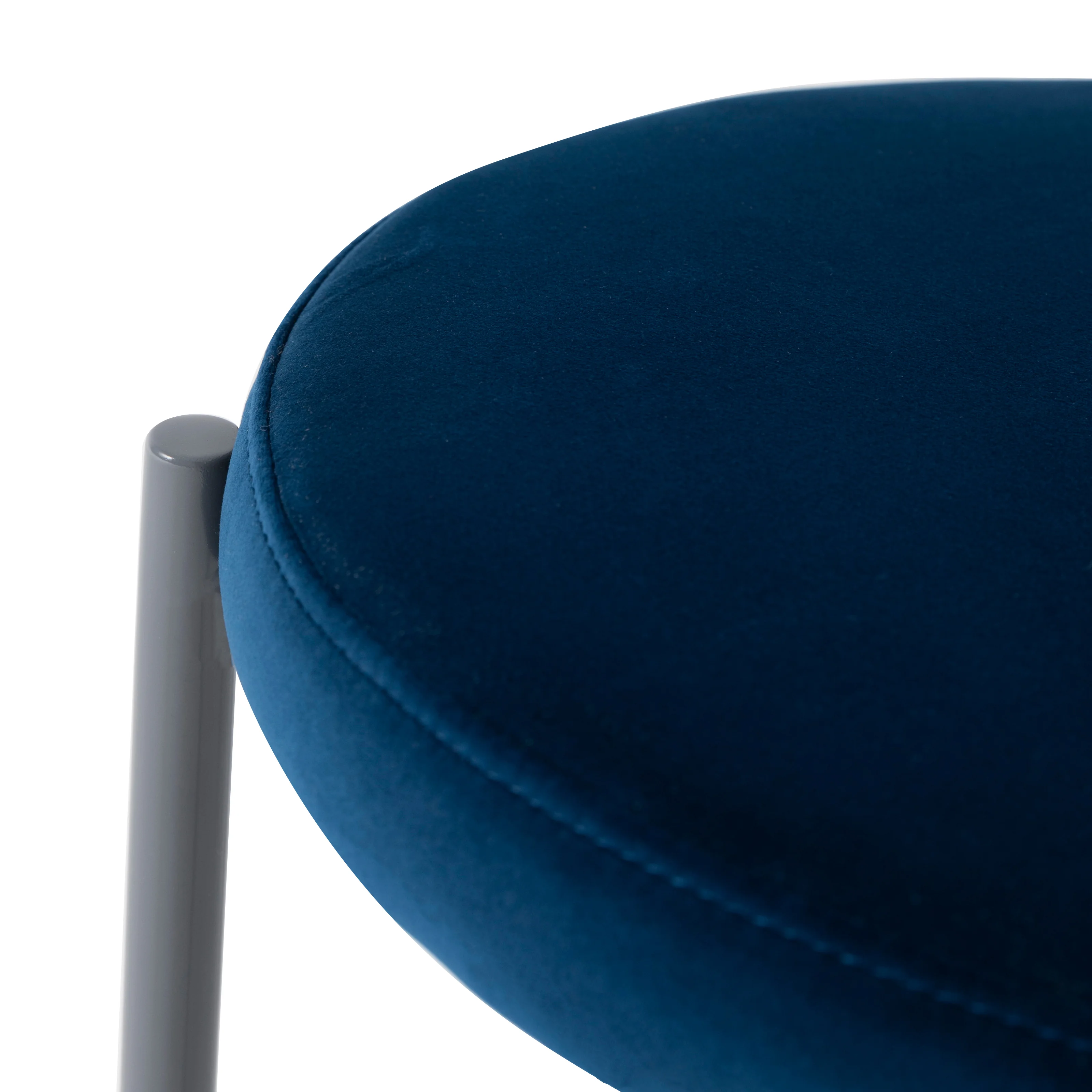 Euston Dining Set, 6 Blue Chairs and Black Table