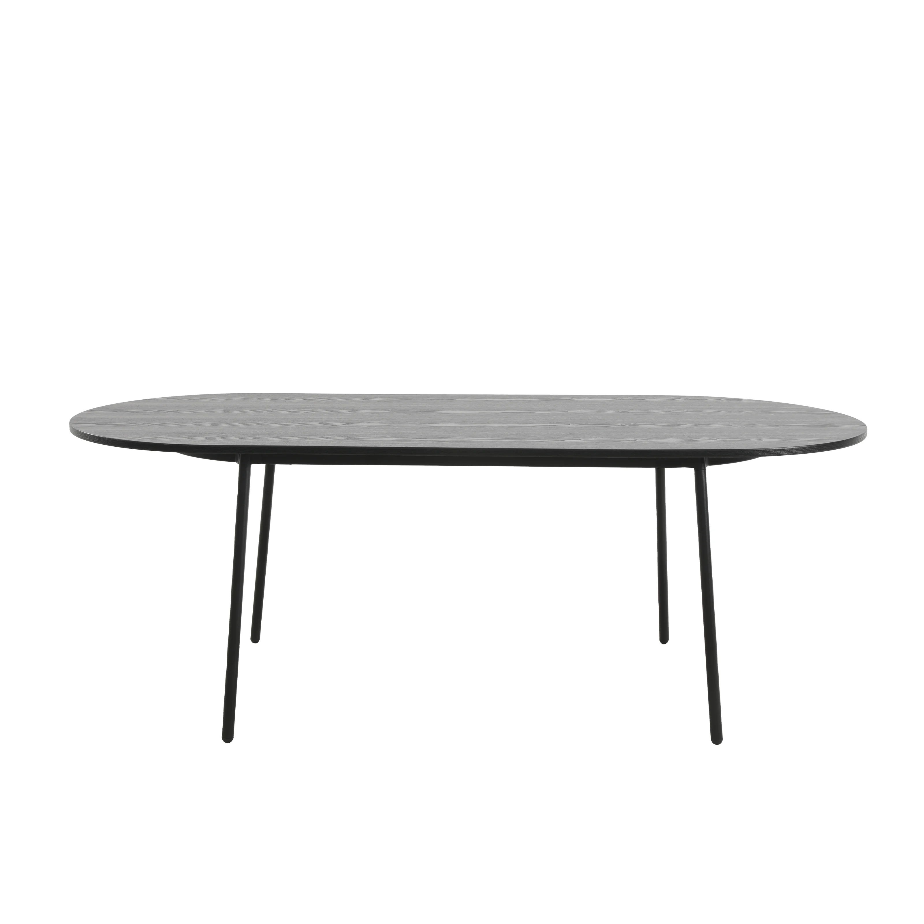 Tule Modern 83" Oval Dining Table with MDF Top and Black Steel Legs in Black