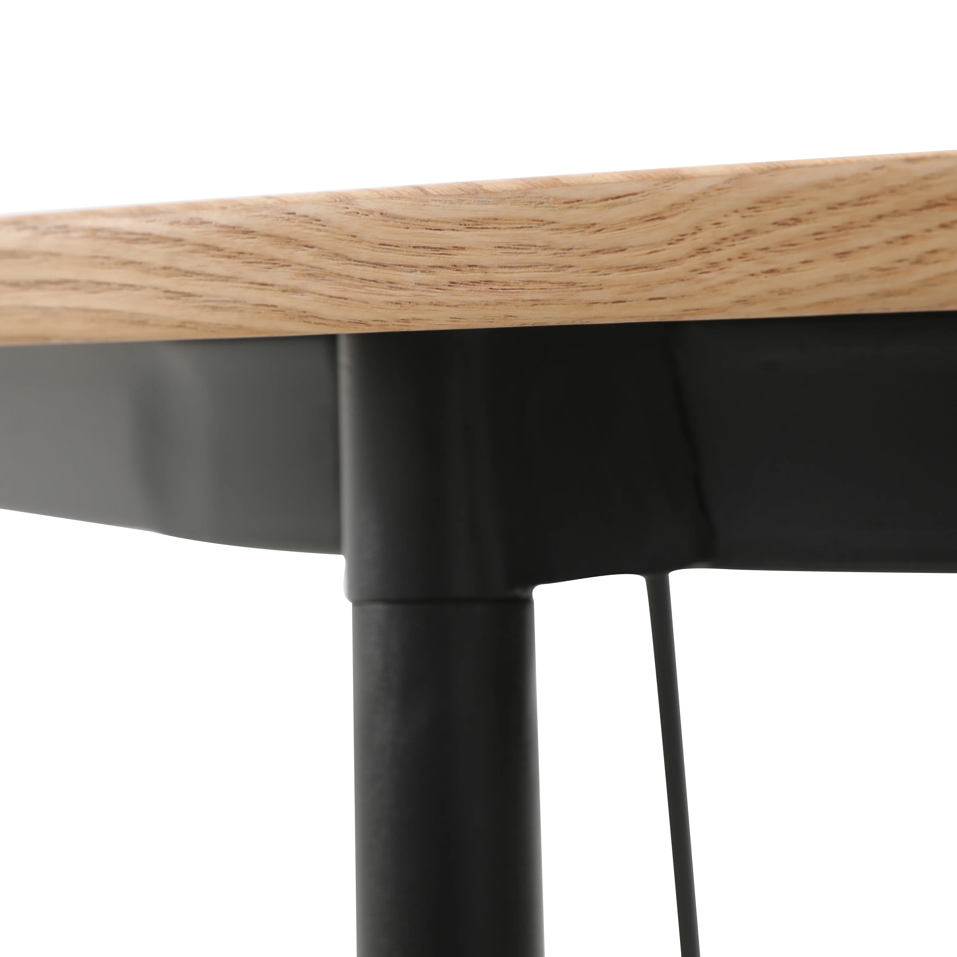 Tule Modern 83" Oval Dining Table with MDF Top and Black Steel Legs in Natural Wood