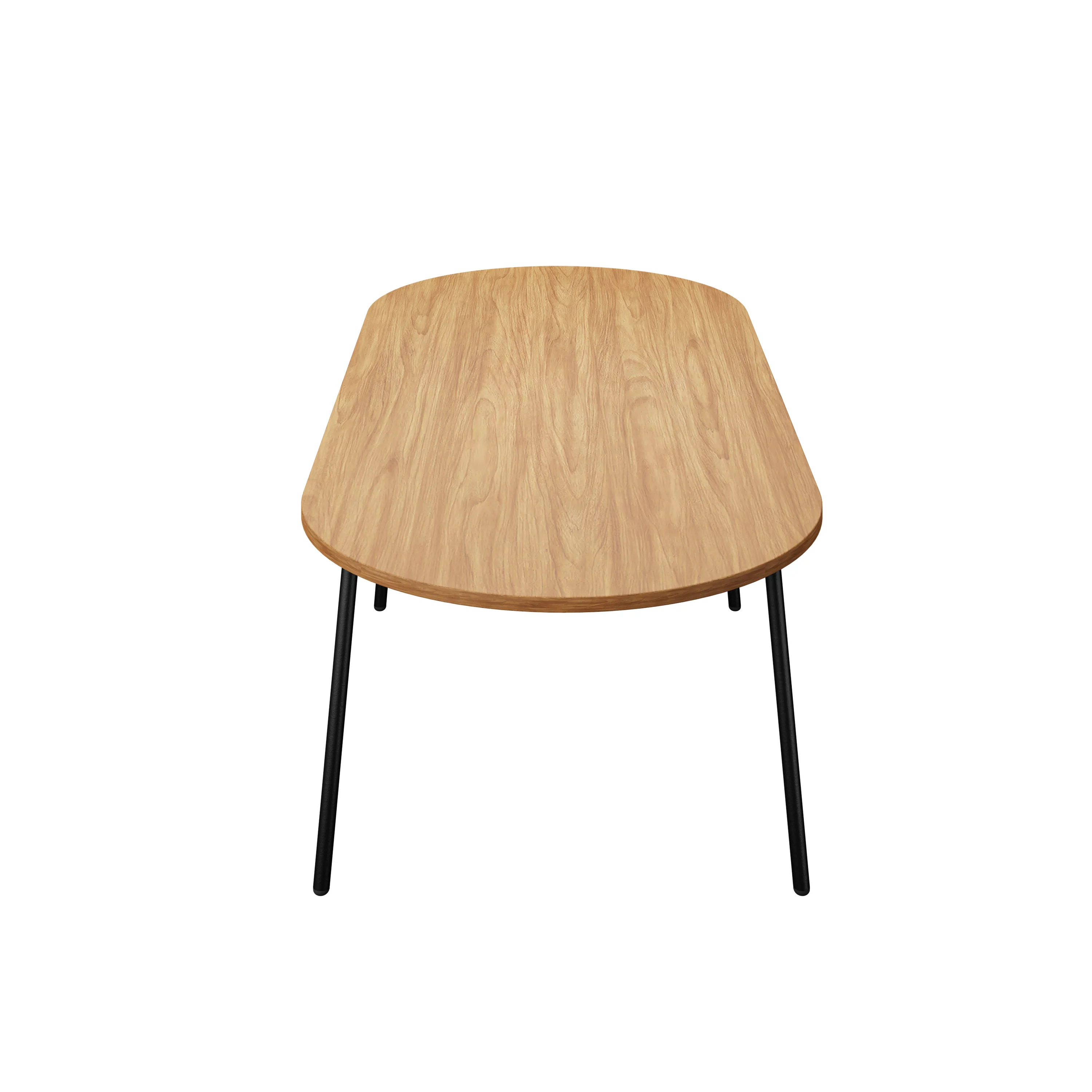 Tule Modern 83" Oval Dining Table with MDF Top and Black Steel Legs in Natural Wood