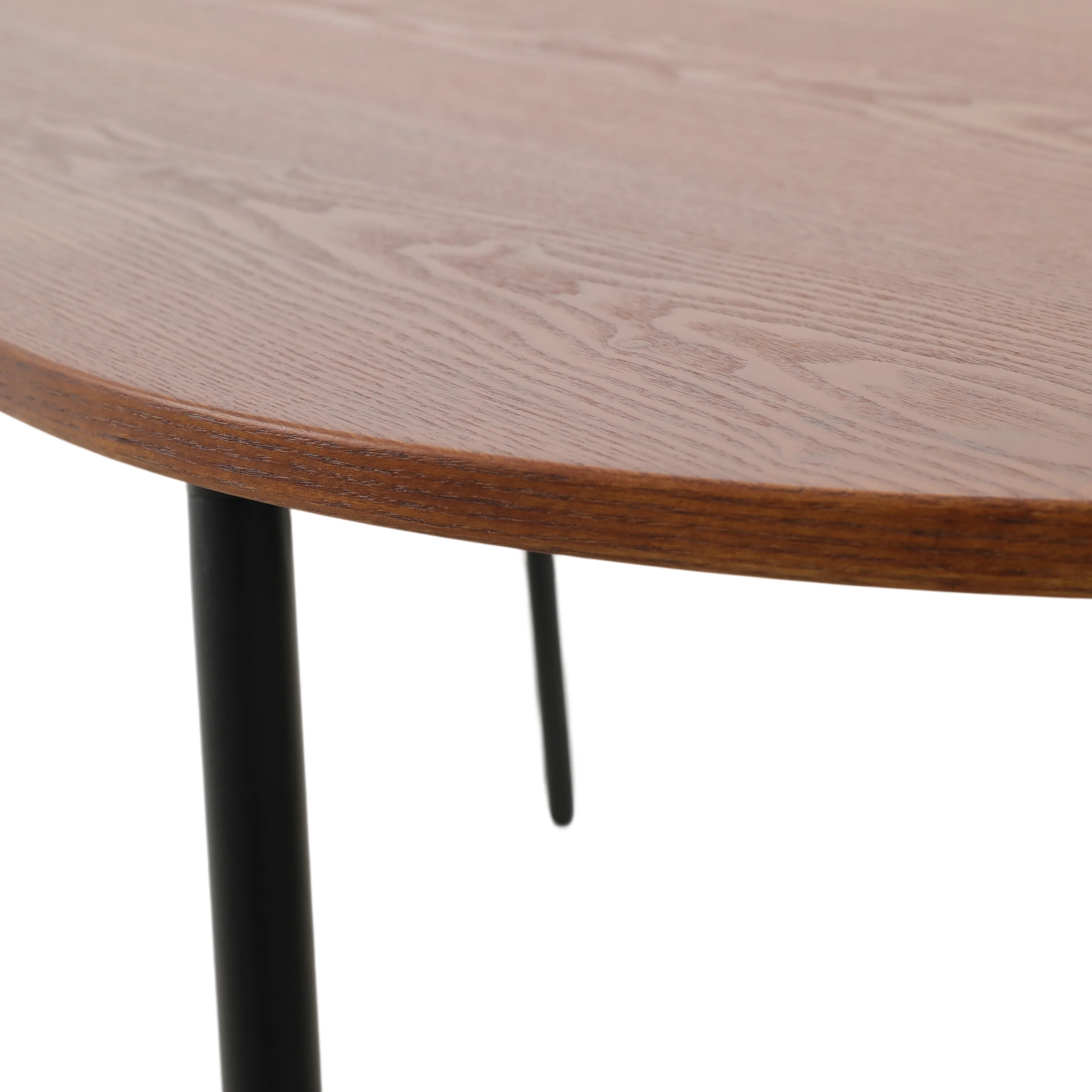 Tule Modern 83" Oval Dining Table with MDF Top and Black Steel Legs in Walnut