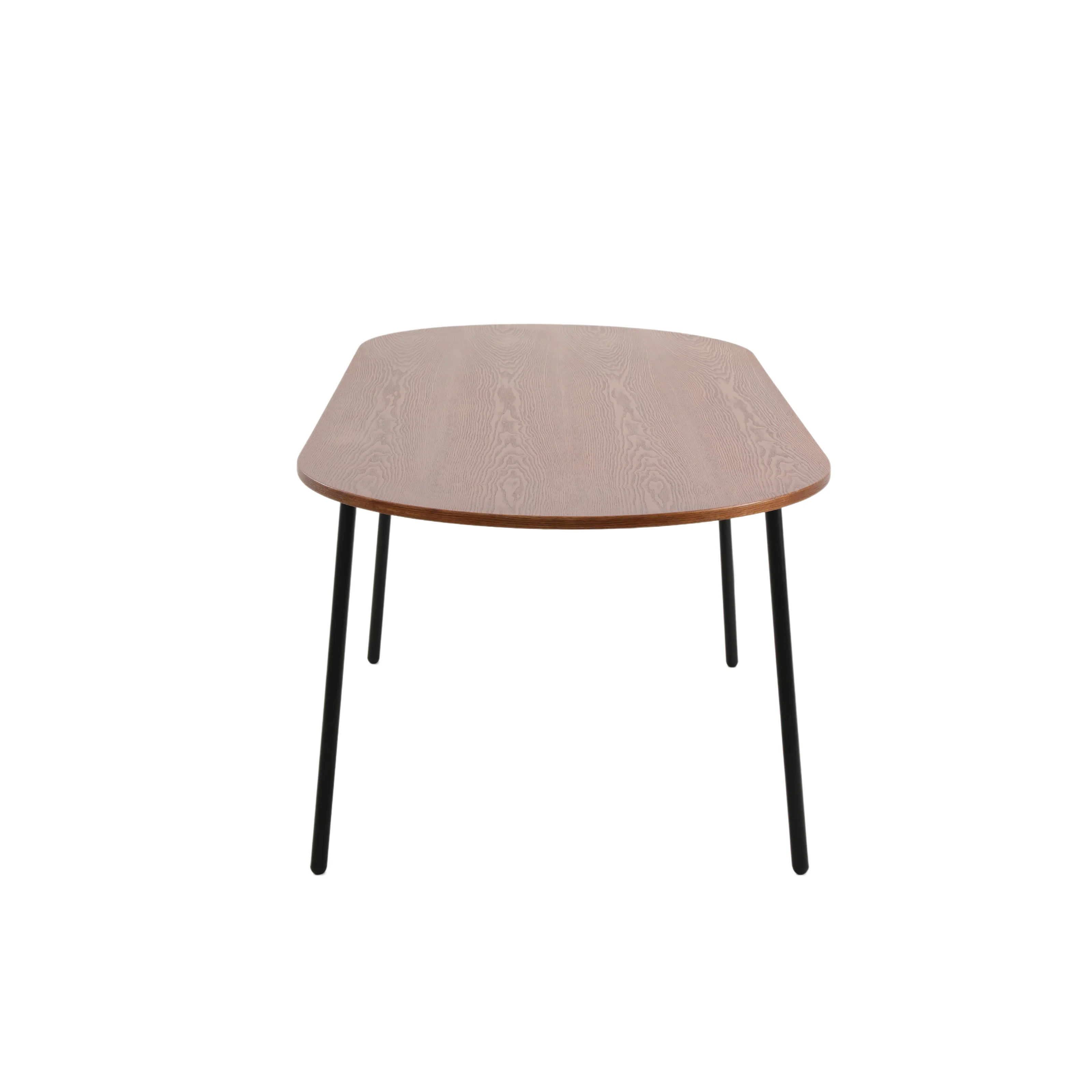 Tule Modern 83" Oval Dining Table with MDF Top and Black Steel Legs in Walnut