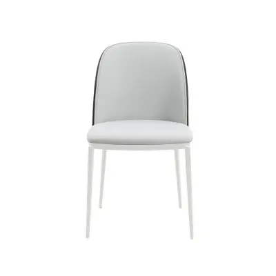 Tule Mid-Century Modern Dining Side Chair with Velvet Seat and White Powder-Coated Steel Frame, Set of 2