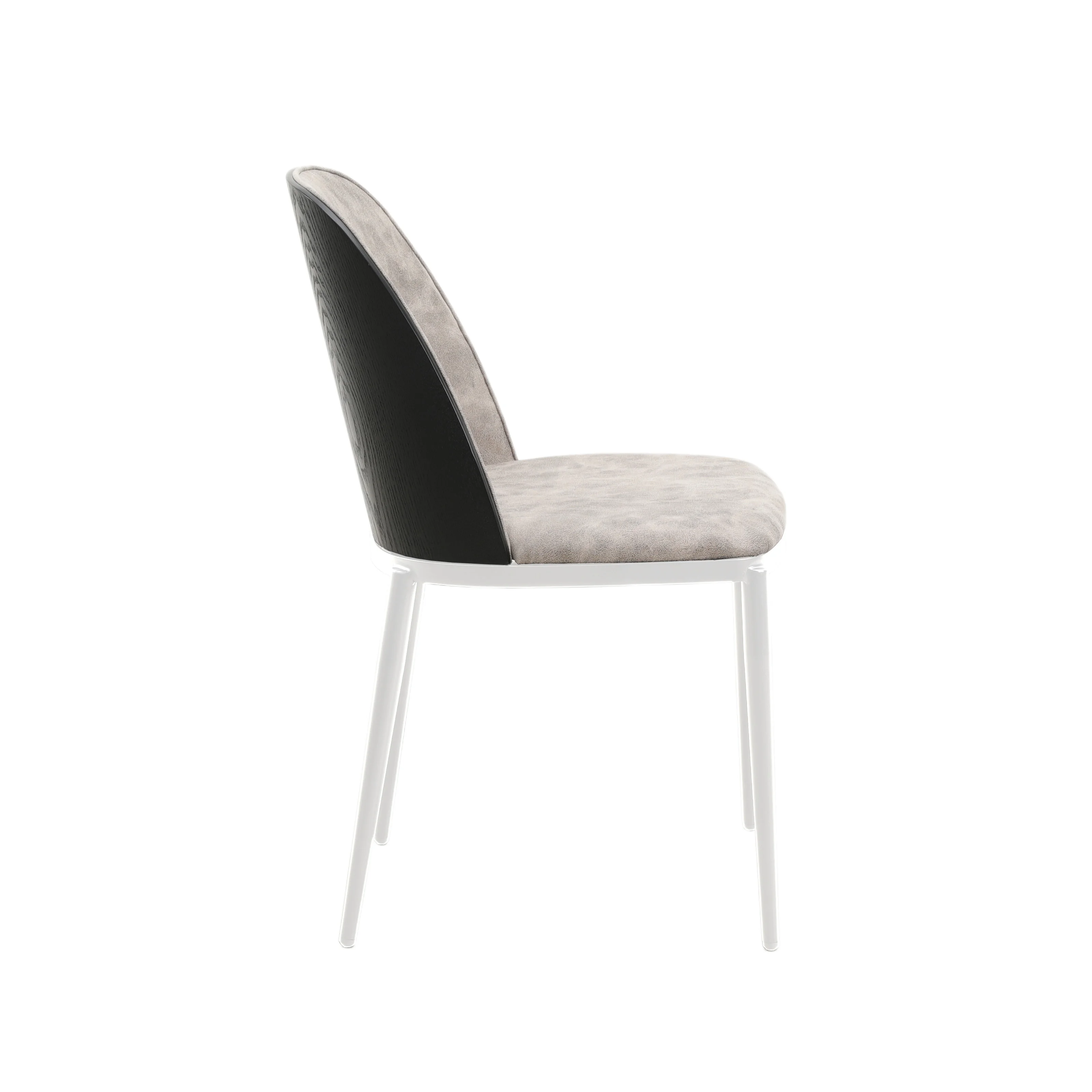 Tule Mid-Century Modern Dining Side Chair with Suede Seat and White Powder-Coated Steel Frame, Set of 2
