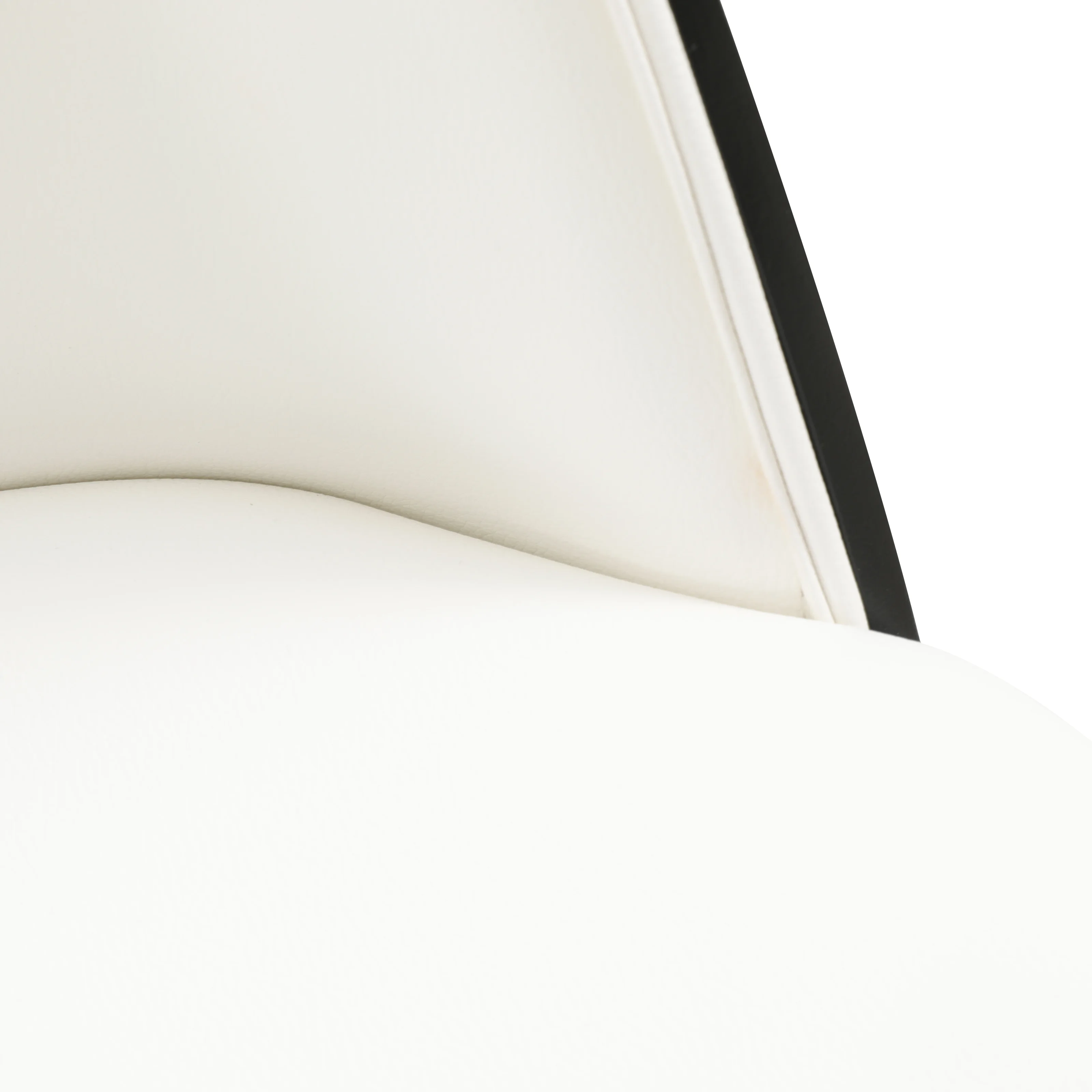 Tule Mid-Century Modern Dining Side Chair with Leather Seat and White Powder-Coated Steel Frame