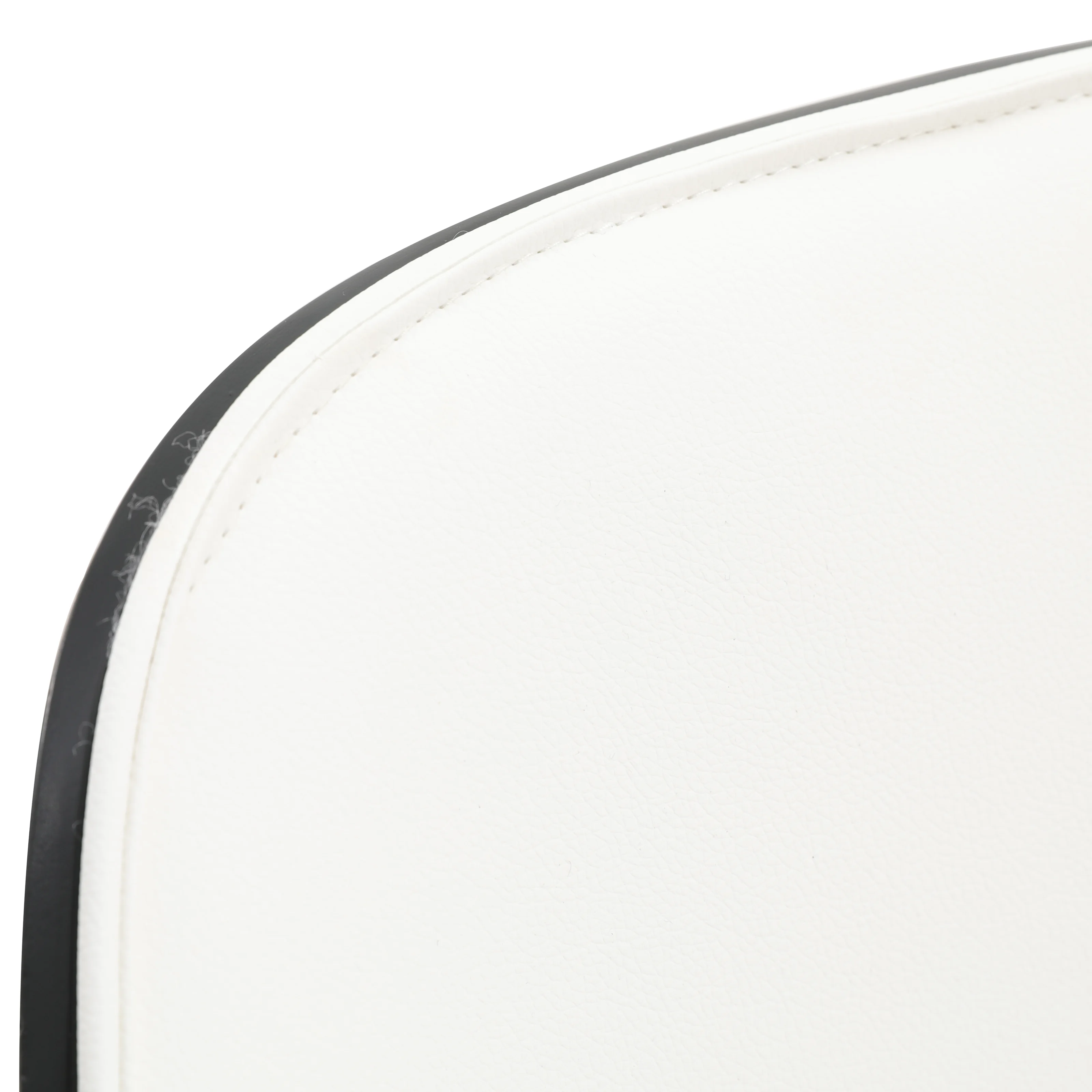 Tule Mid-Century Modern Dining Side Chair with Leather Seat and White Powder-Coated Steel Frame, Set of 4