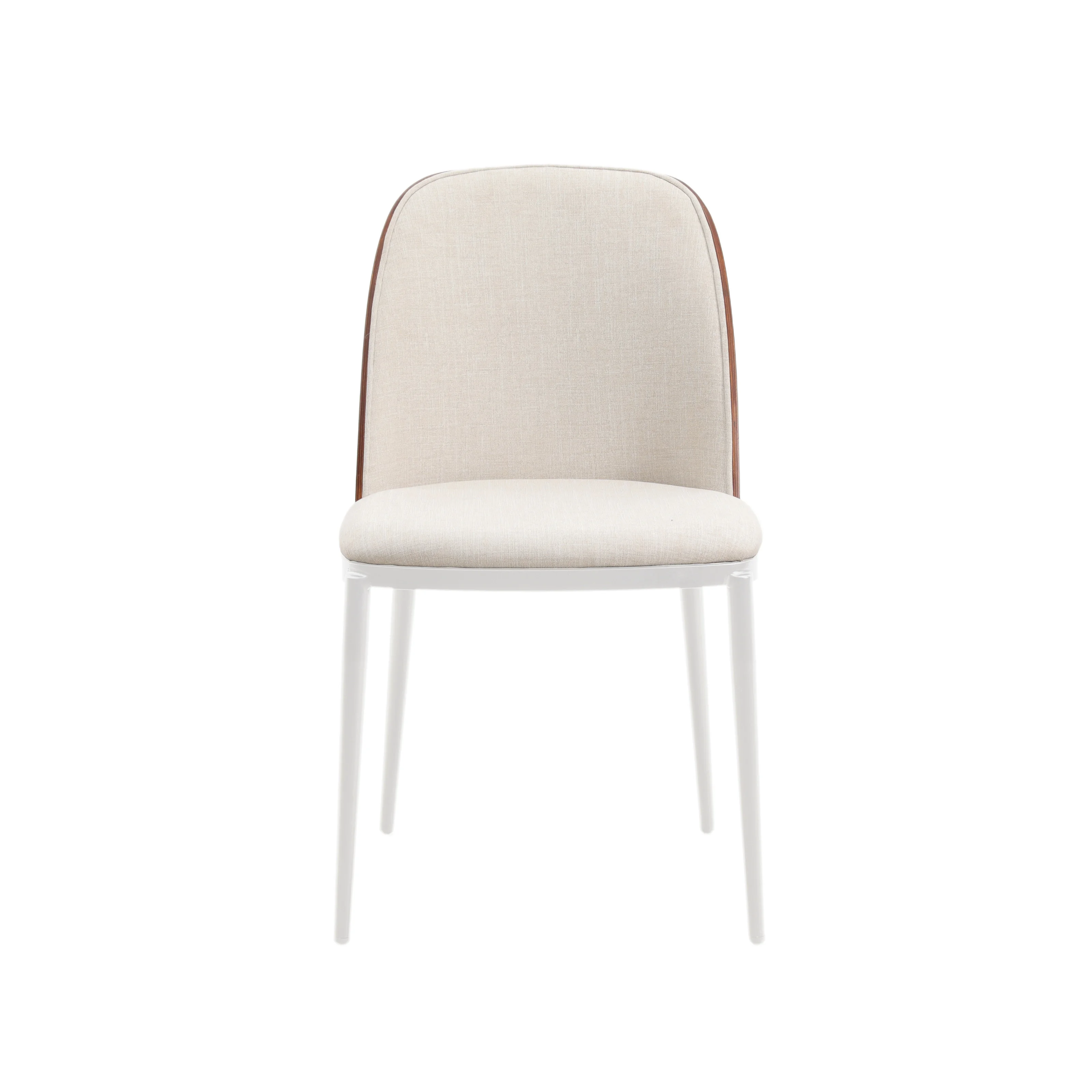 Tule Mid-Century Modern Fabric Dining Side Chair with White Powder-Coated Steel Frame