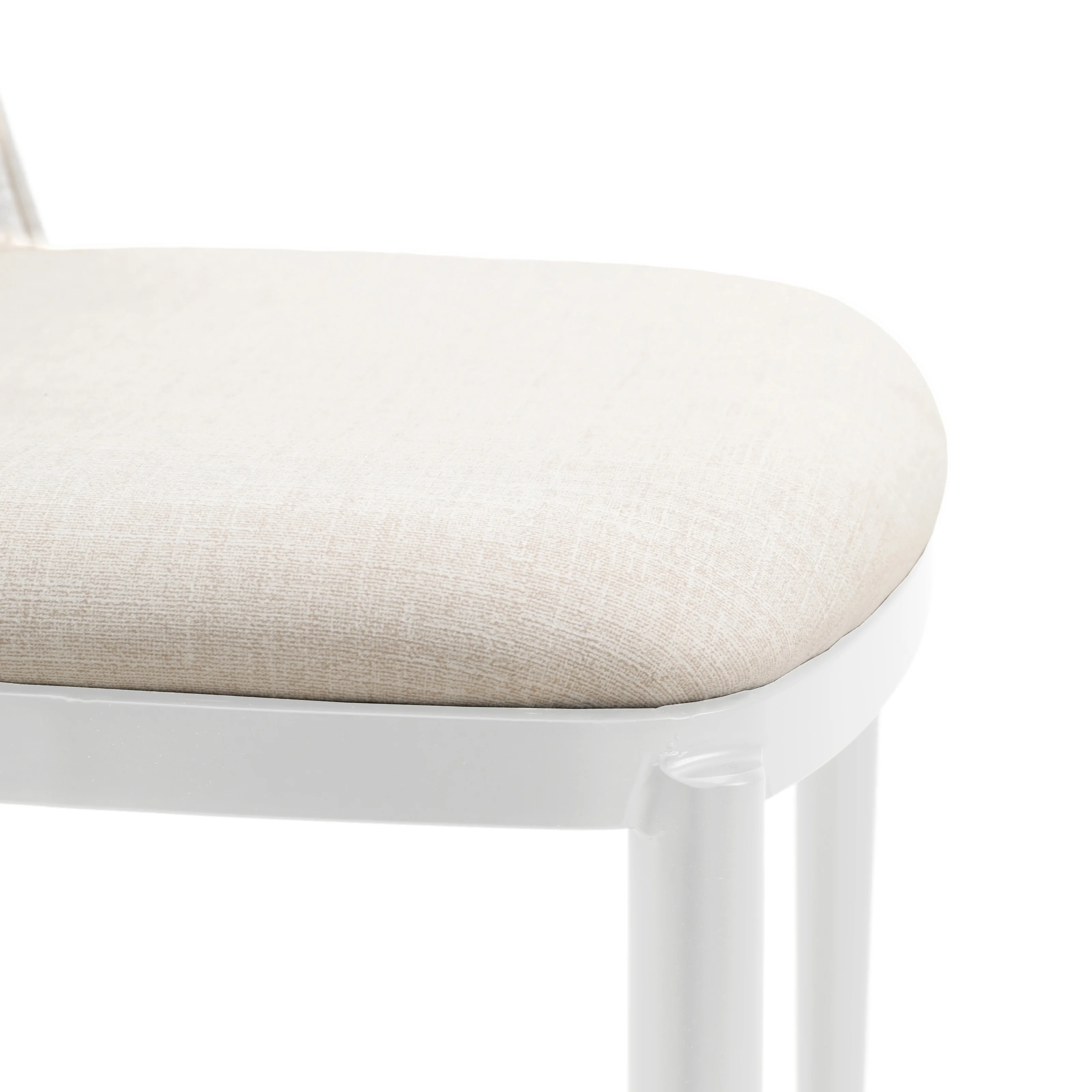 Tule Mid-Century Modern Fabric Dining Side Chair with White Powder-Coated Steel Frame