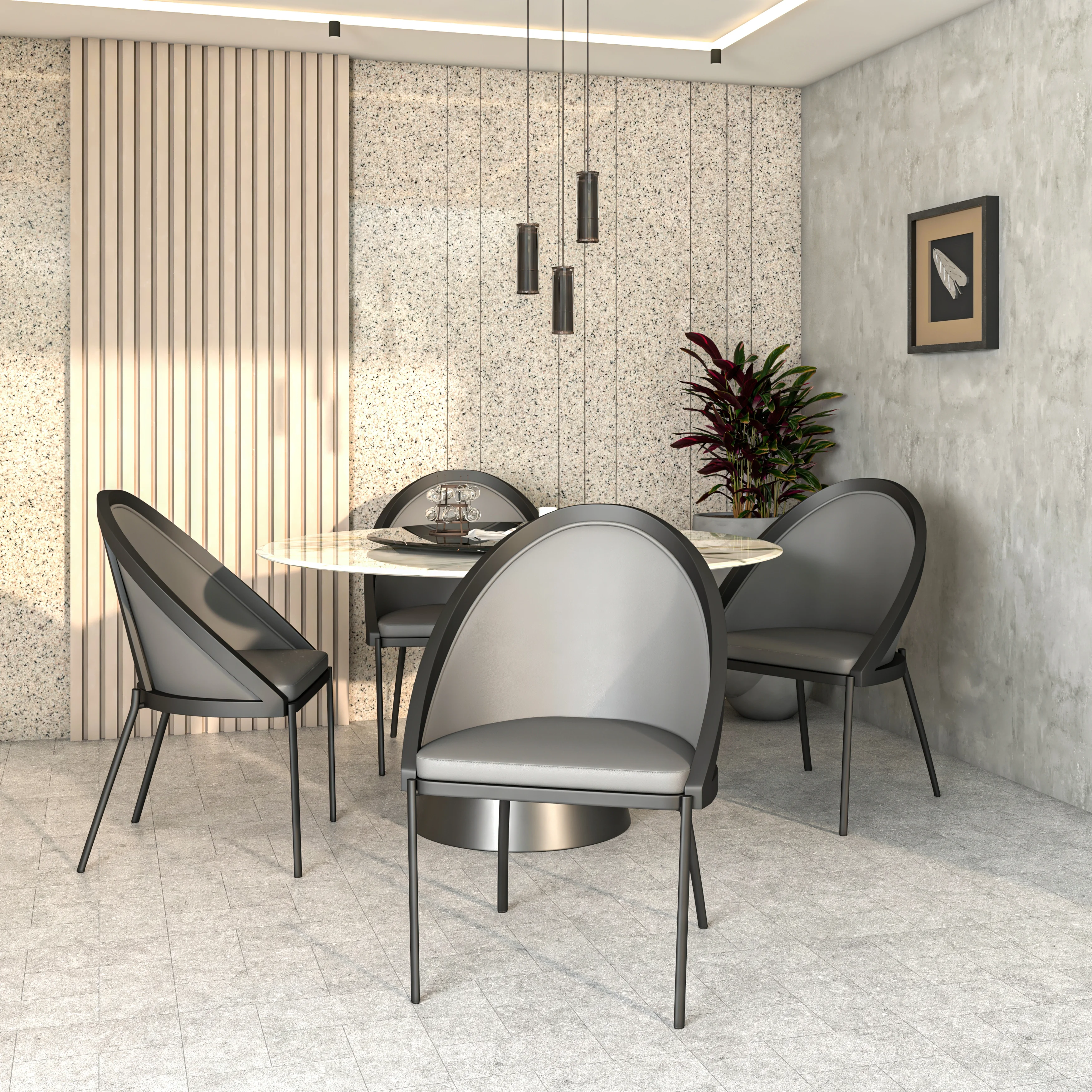 Urbane Collection Modern Dining Chair in Charcoal