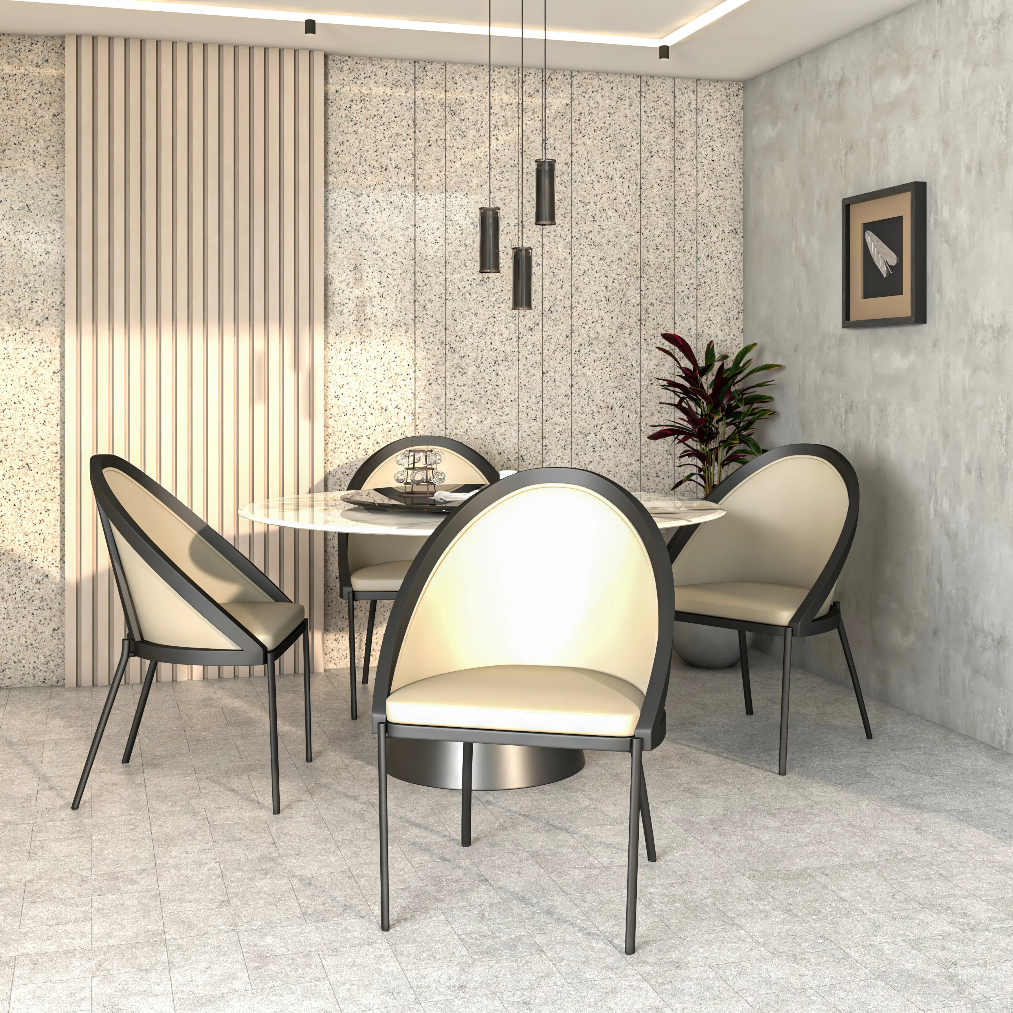 Urbane Collection Modern Dining Chair in Light Grey