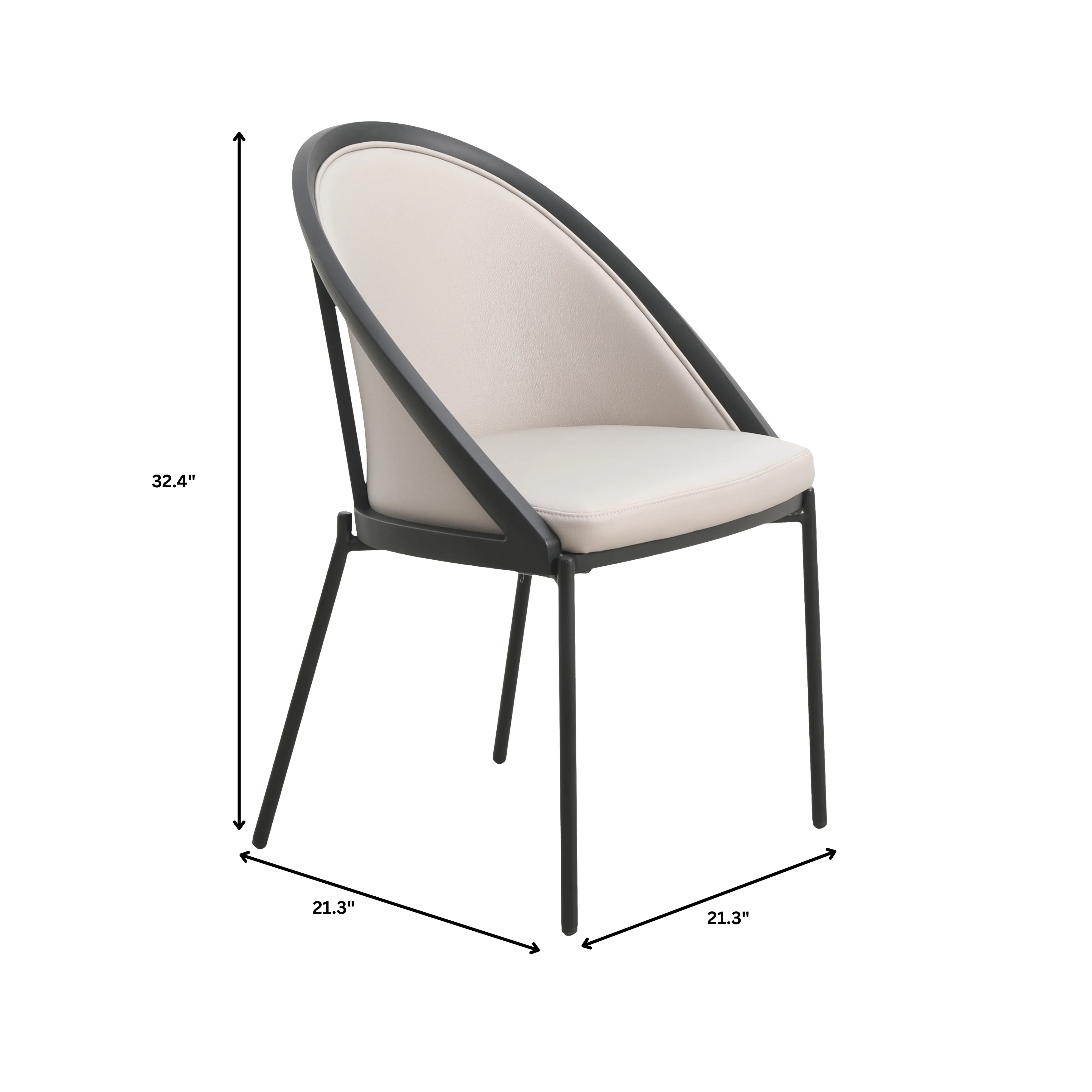 Urbane Collection Modern Dining Chair in Light Grey - Set of 2