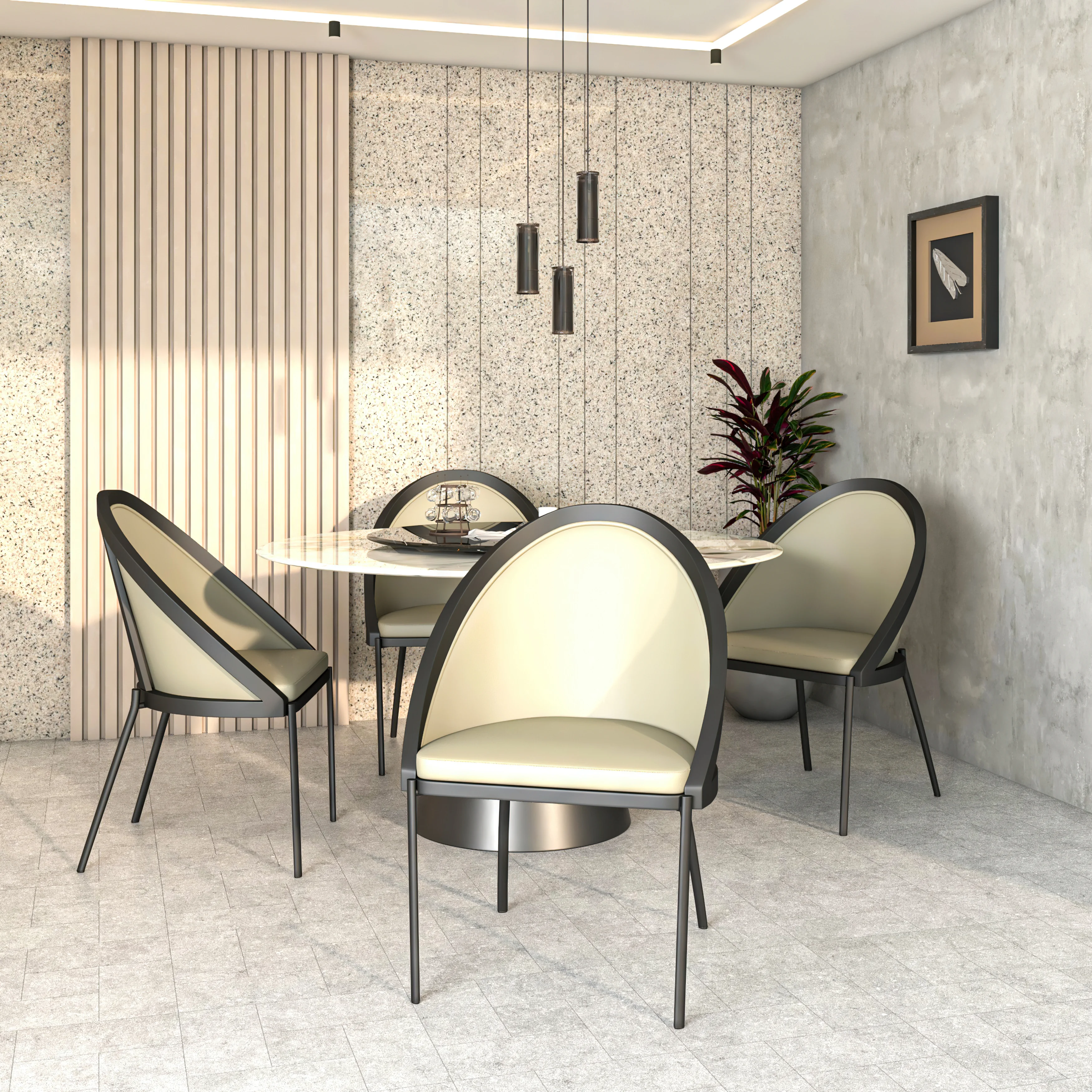 Urbane Collection Modern Dining Chair With Olive Green - Set of 2