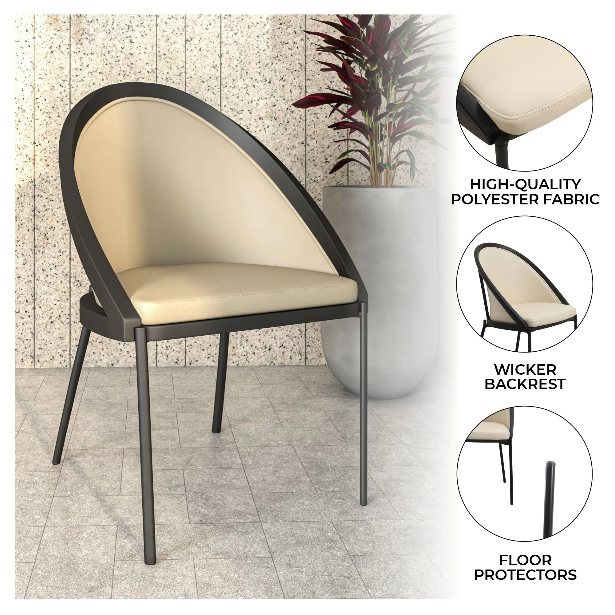 Urbane Collection Modern Dining Chair in Toupe