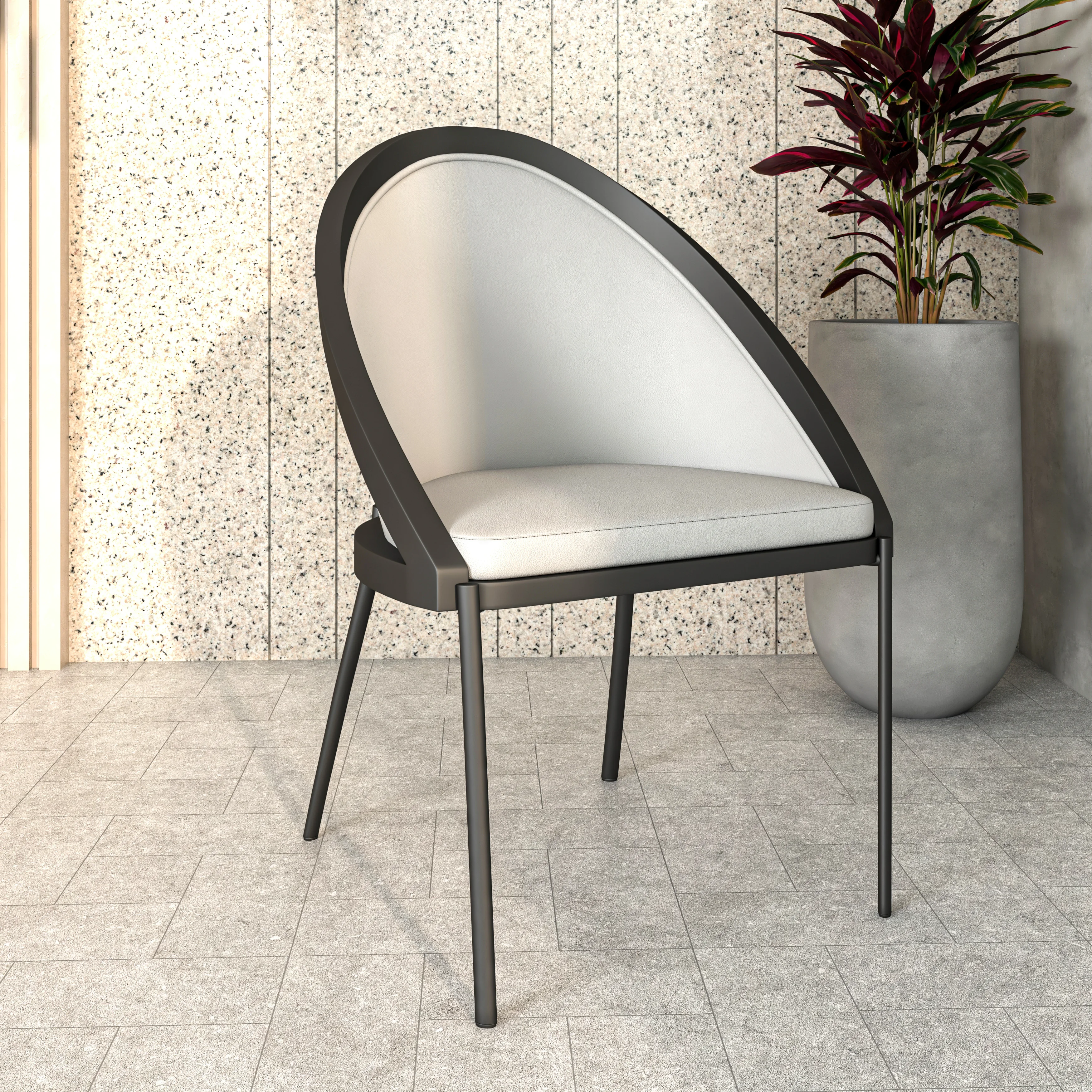 Urbane Collection Modern Dining Chair in White